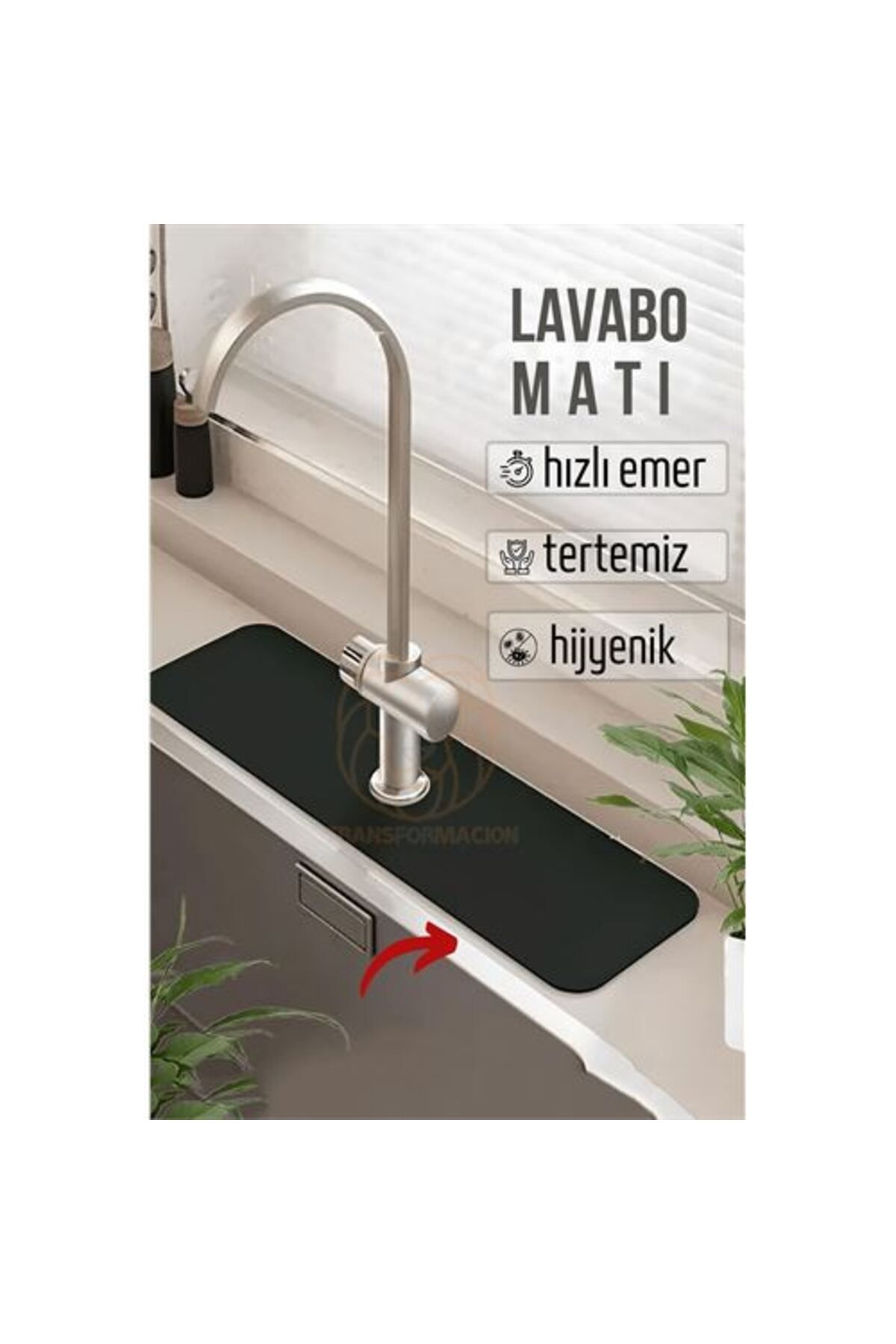 Findit ModaCar Su Emici Lavabo Matı Hızlı Emen Musluk Matı