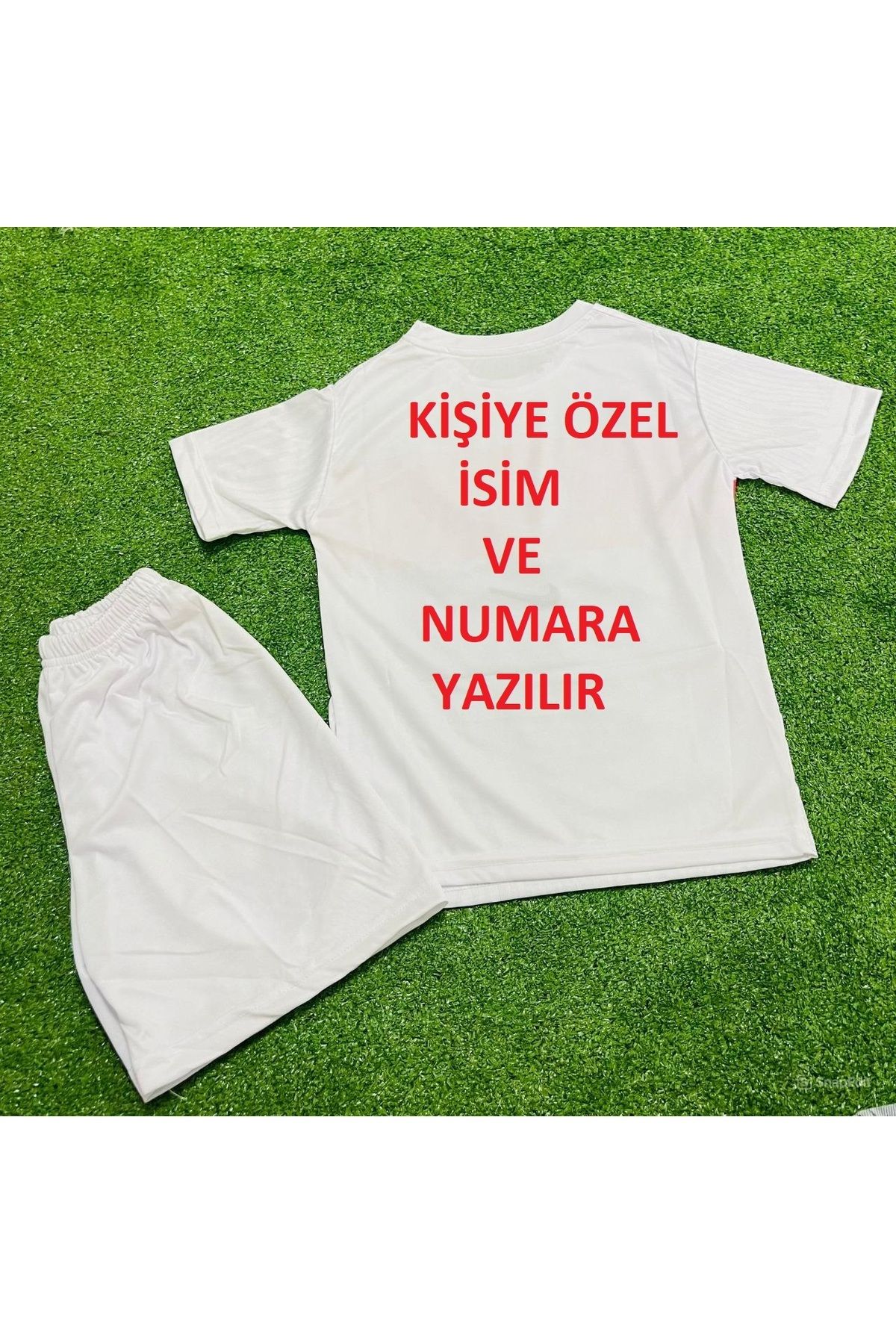 Lion Spor Türkiye Beyaz Kırmızı Çocuk Forması Kişiye Özel Beyaz Hava Alabilen Polyester Kumaş Halısaha Forması