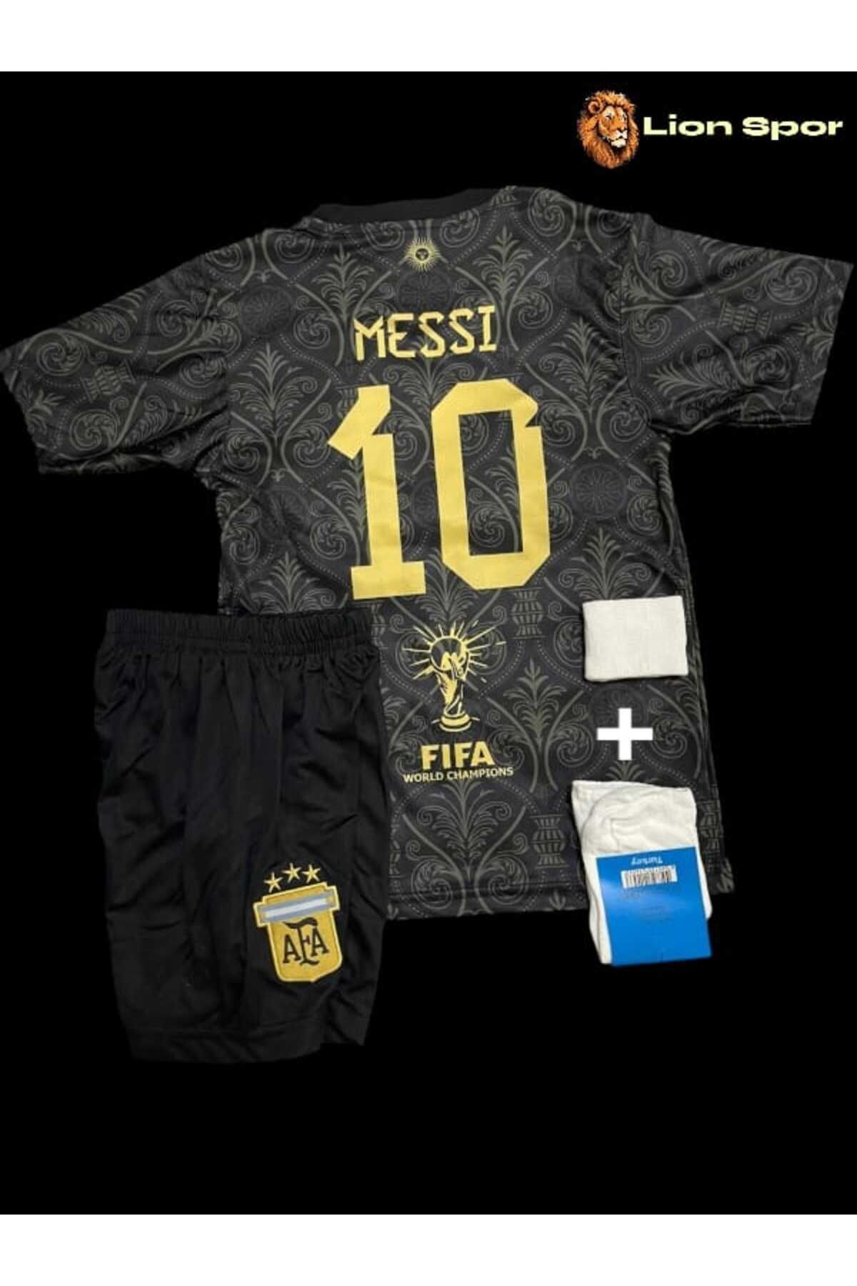 Lion Spor Arjantin Messi Özel Tasarım Black Hava Alabilen Polyester Kumaş Halısaha Forması