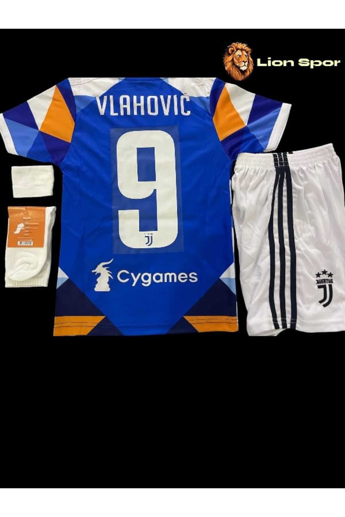 Lion Spor Vlahovic Juventus Forma Mavi9 Hava Alabilen Polyester Kumaş Halısaha Forması