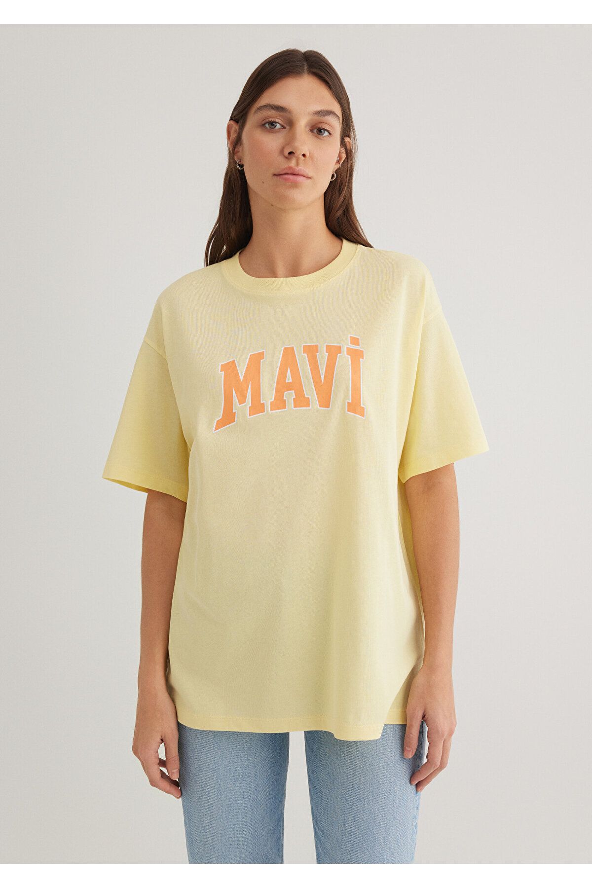 Mavi-Τυπωμένο λογότυπο Κίτρινο T-Shirt Oversize / Φαρδιά κοπή 1600843 -71315 3