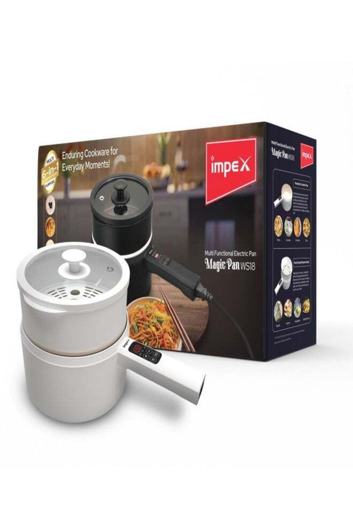 İMPEX-Impex Electric Pan 1.8L Multi-Purpose Non-Stick Pan 6-in-1 Mode 2