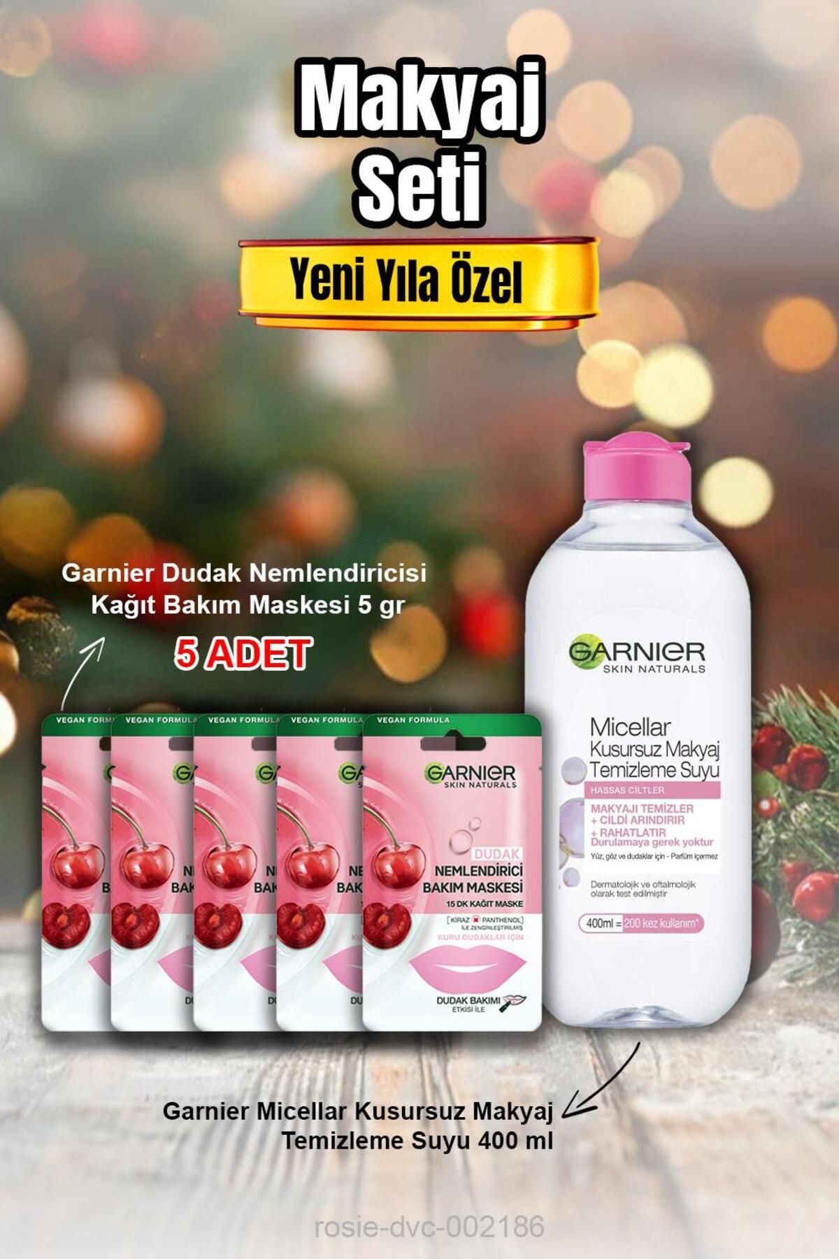 Garnier Dudak Nemlendiricisi Kağıt Maskesi X 5 Ve Micellar Makyaj Temizleme Suyu