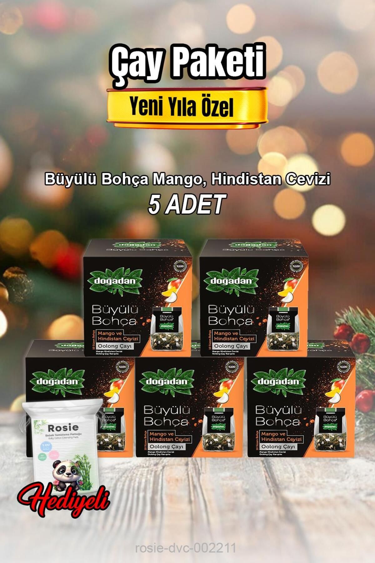 Doğadan Büyülü Bohça Oolong Çayı Mango, Hindistan Cevizi X 5 ve Rosıe Pamuk