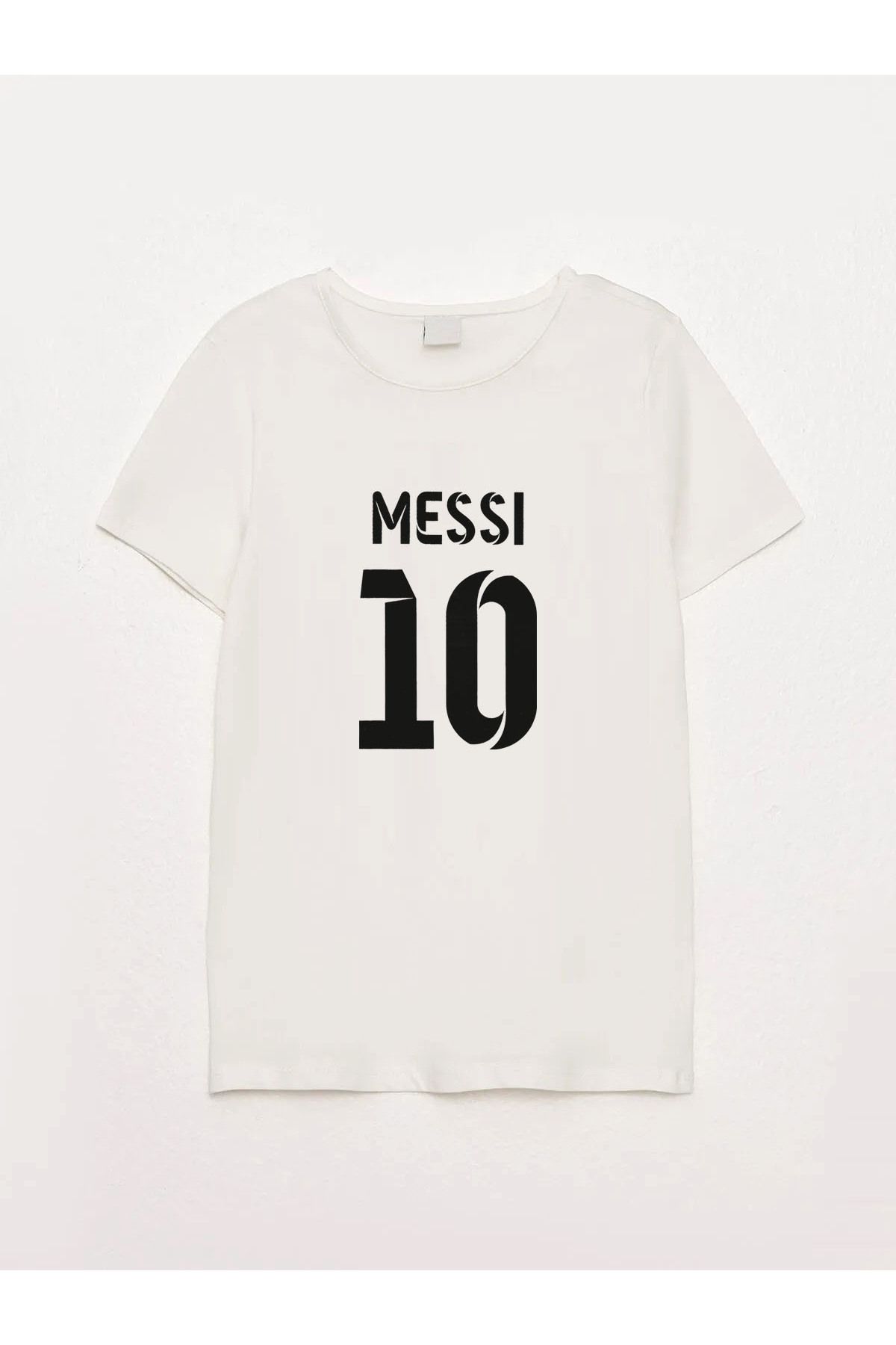 sielta Futbolcu Messi 10 Baskılı Bisiklet Yaka Ekru Çocuk Tişört