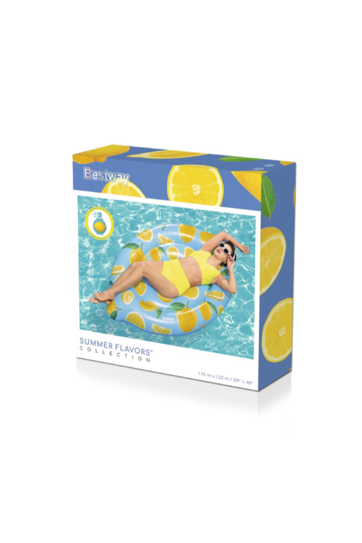 BESTWAY-عوامة حمام سباحة برائحة الليمون مقاس 69 × 48 بوصة/1.76 متر × 1.22 متر 26-43392 6