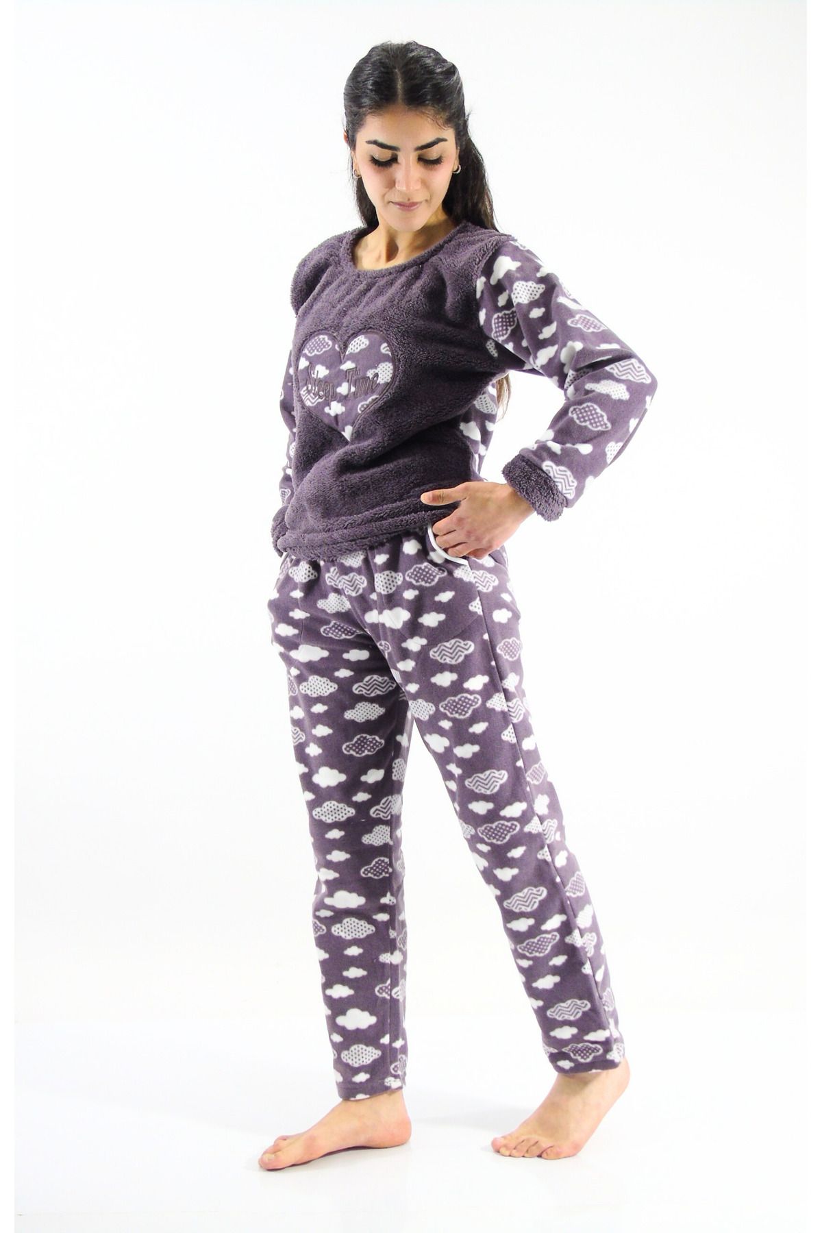 mefa-Crew Neck Fleece Pajama Set 1