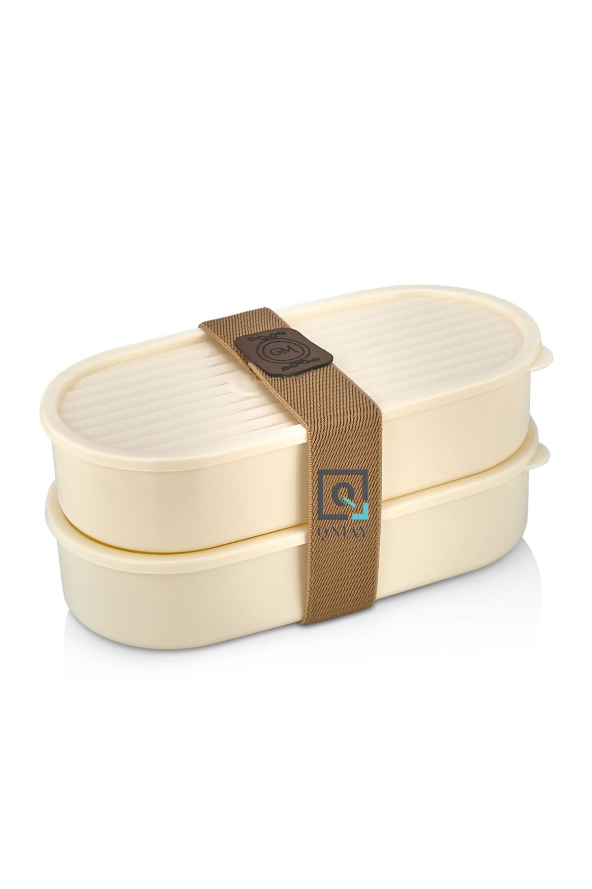 QNİAY-2-Pack Ecru Plastic Storage Container with Lid, 500 ml 1