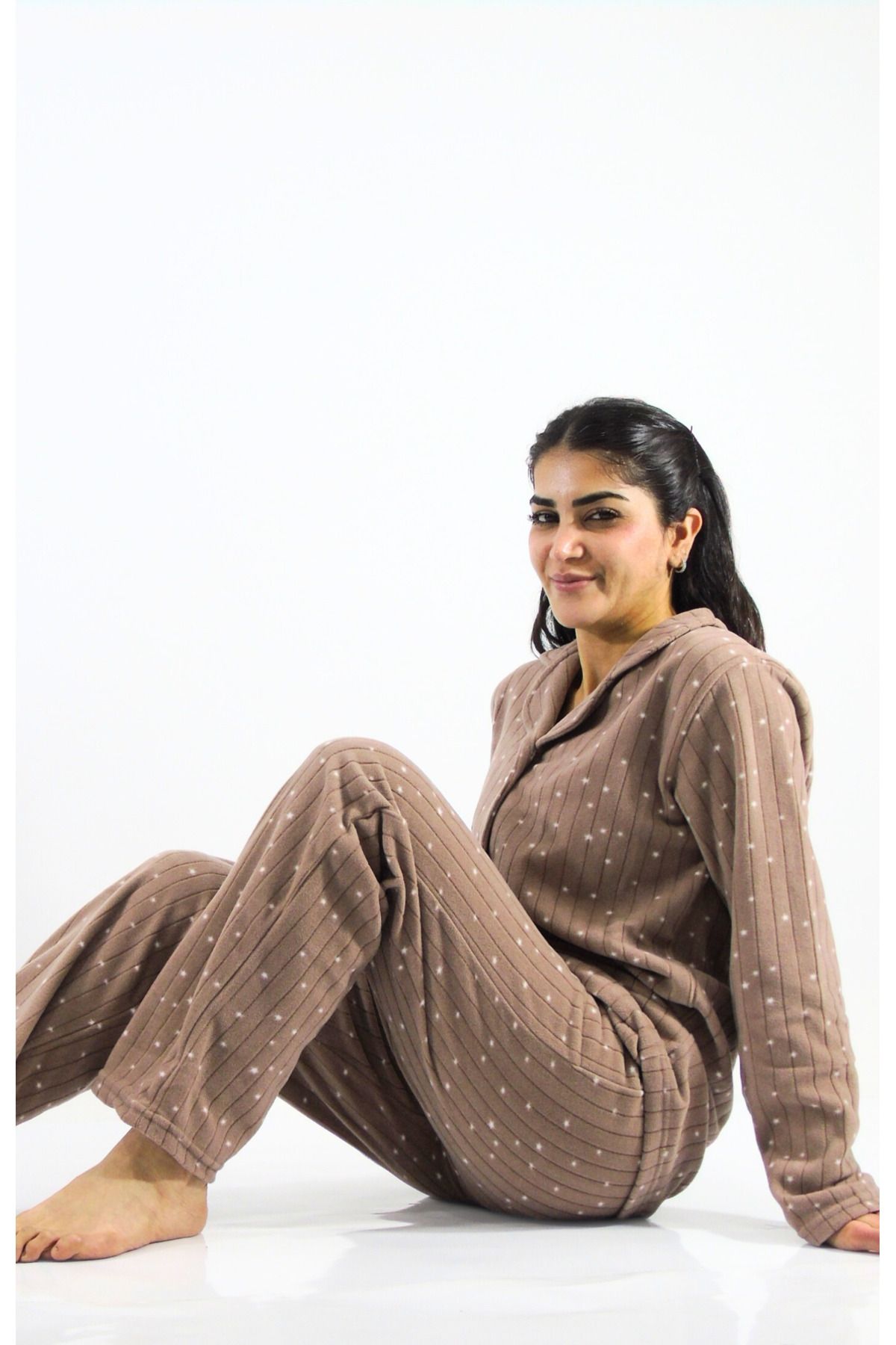 mefa-Front Buttoned Polar Pajama Set 4
