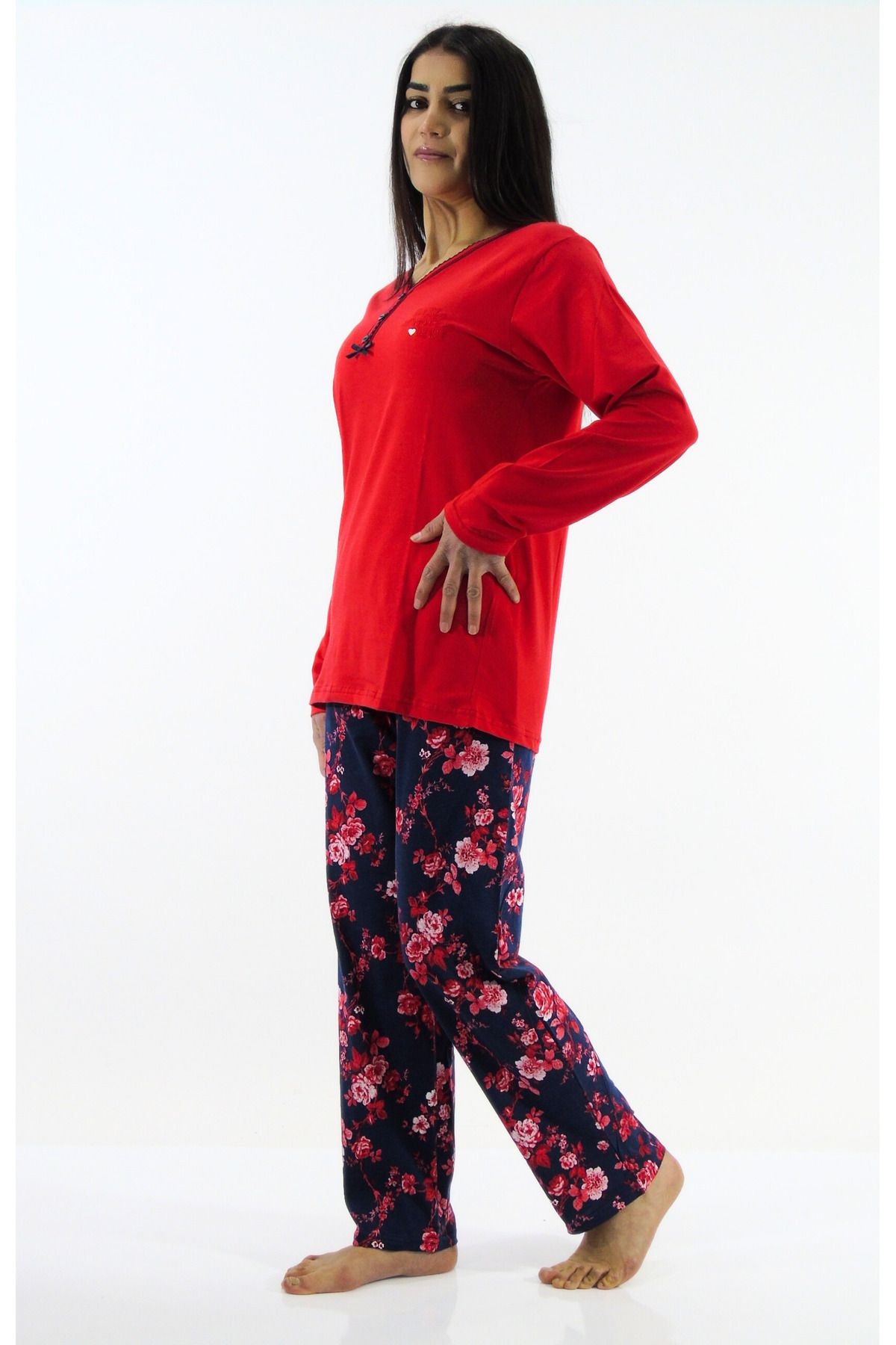 mefa-Floral Patterned Interlock Pajama Set 2