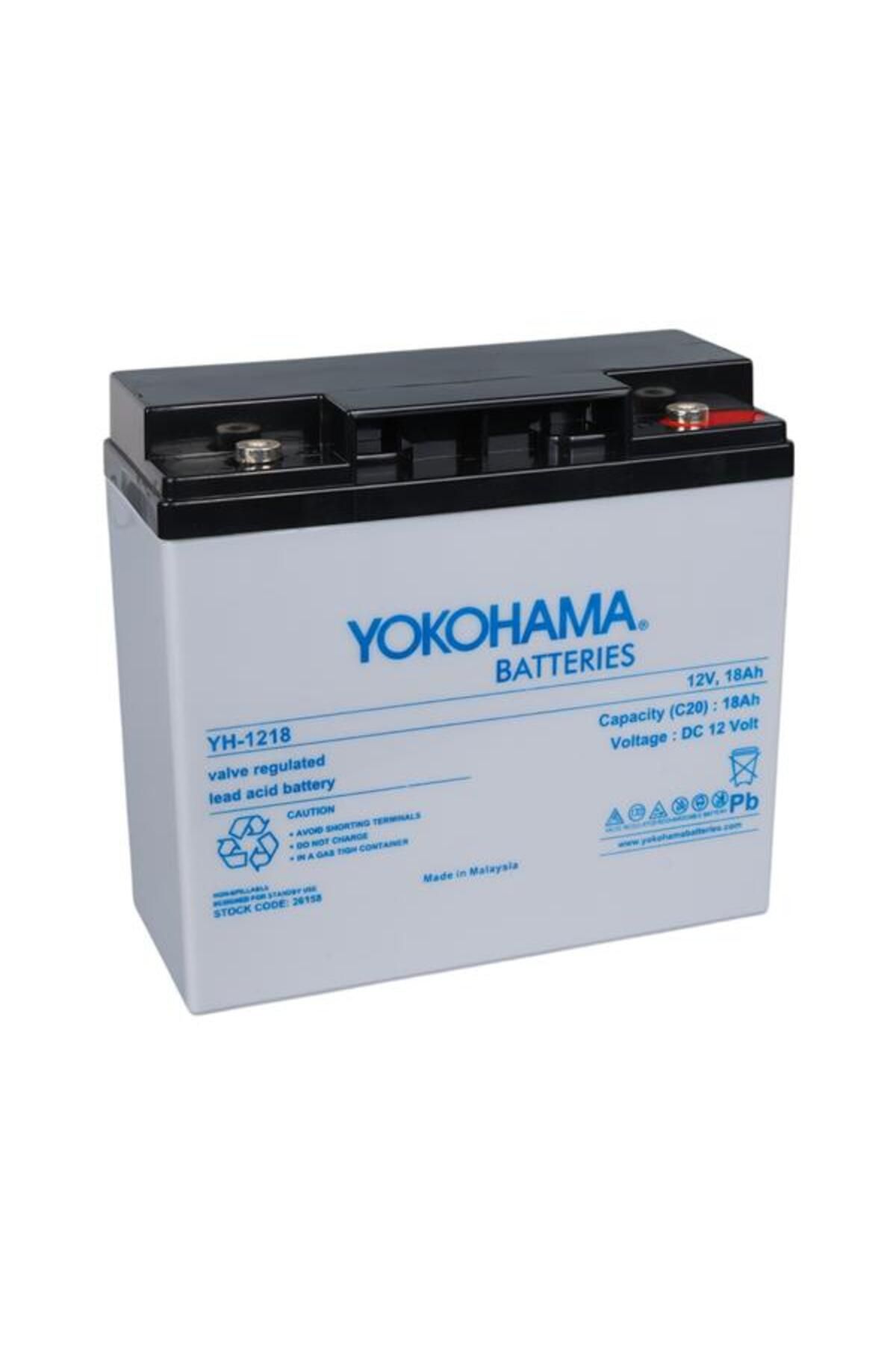 NZM TİCARET Yokohama Yh-1218 12 Volt - 18 Amper Kuru Akü (181 X 76 X 167 Mm)