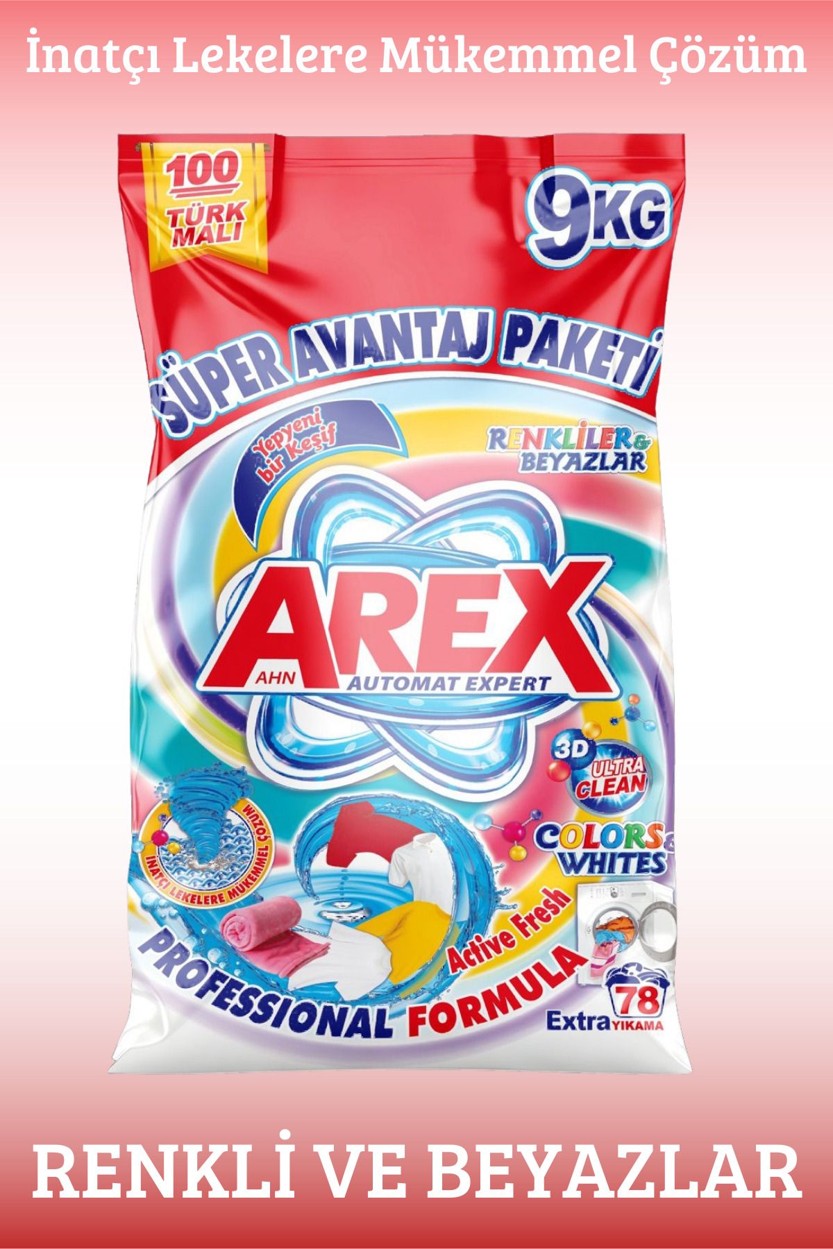 AREX 9 Kg Renkli ve Beyazlar İçin Parfümlü Toz Çamaşır Deterjanı