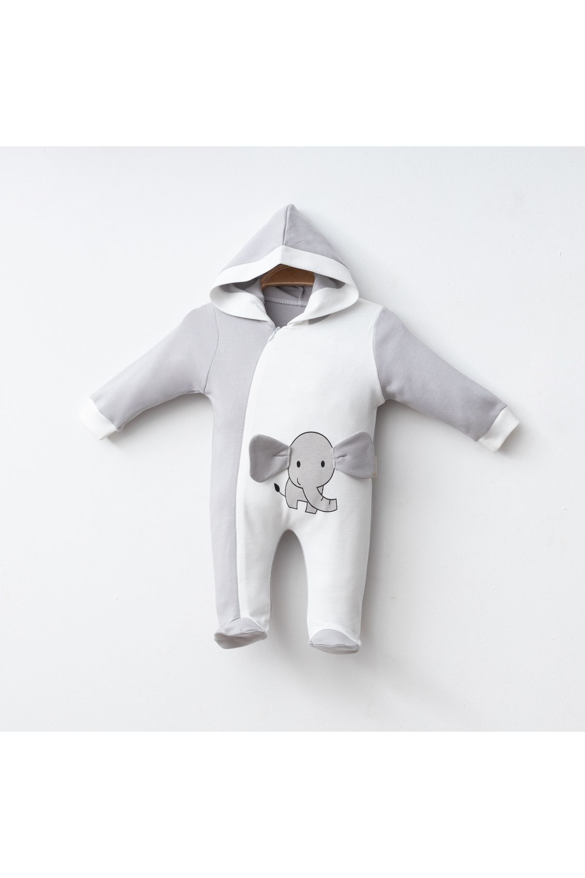 Bulut Baby FİL BASKILI Kapüşonlu Unisex BEBEK TULUM