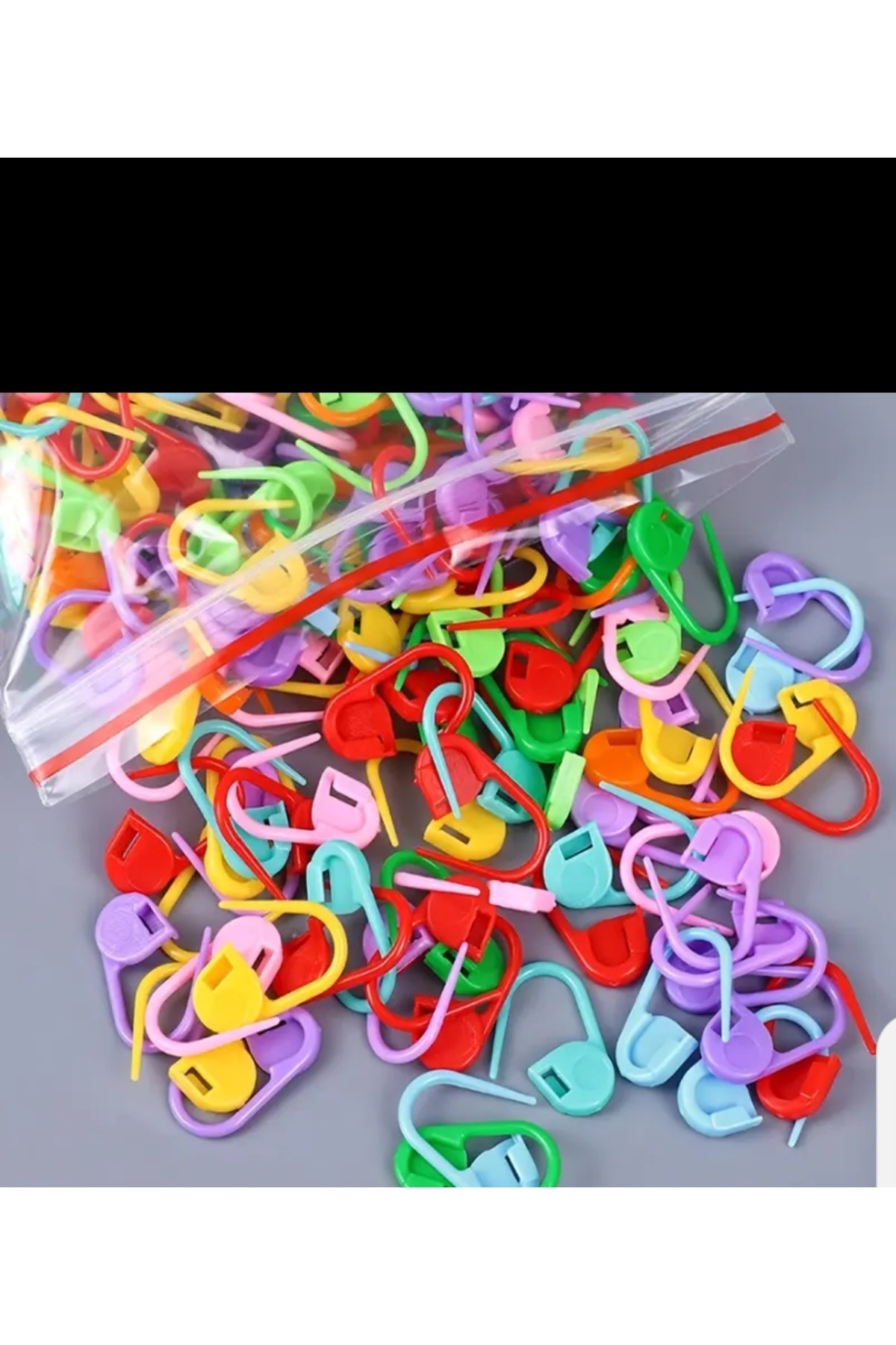 Çengelli İğne Örgü Malzemesi Plastik Çengelli İğne 5 Adet  İplik Tutucu