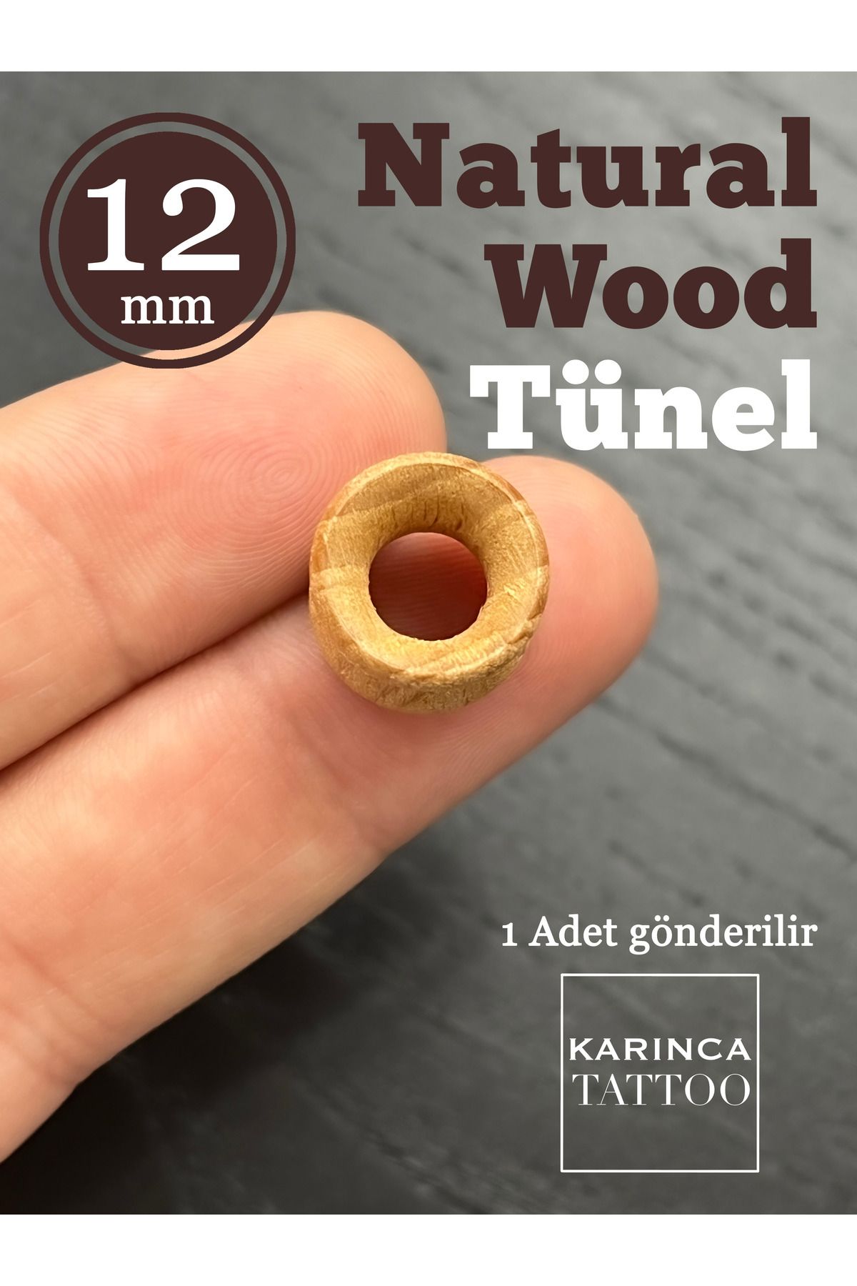 Karınca Piercing-Wooden Natural 12mm Tunnel Piercing 2