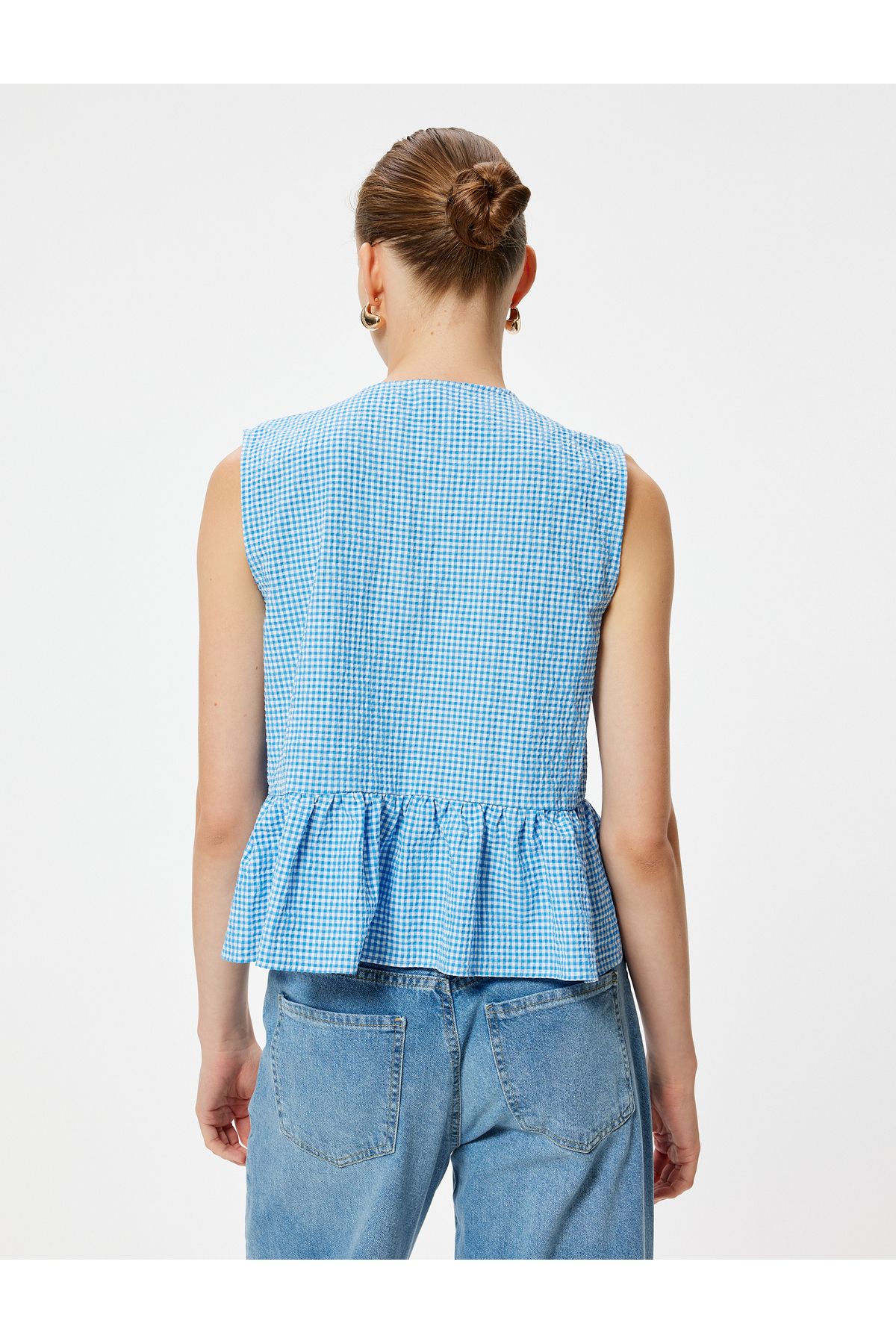 Koton-Vesta Peplum - detail mašle a vzor Gingham 4