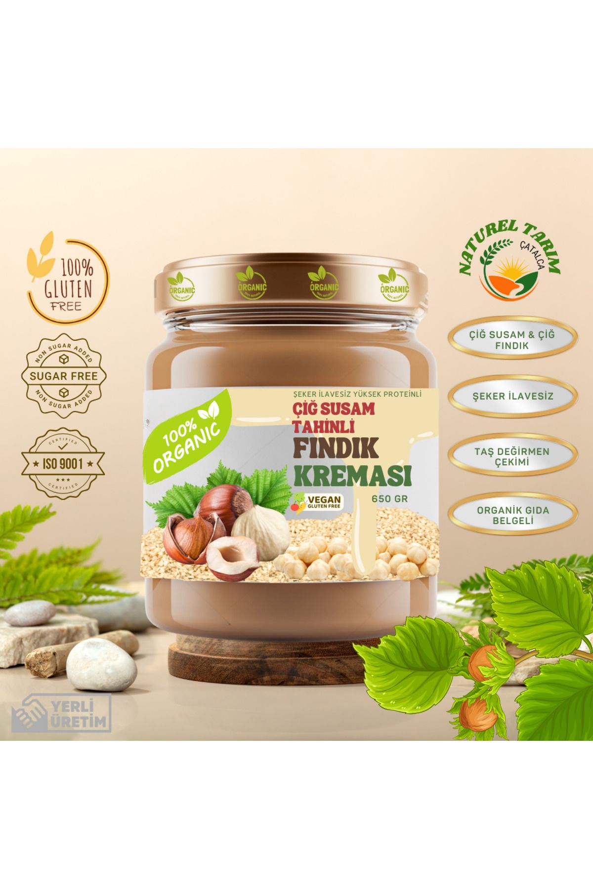 NATUREL ORGANİK ÇİĞ SUSAM TAHİNLİ FINDIK KREMASI