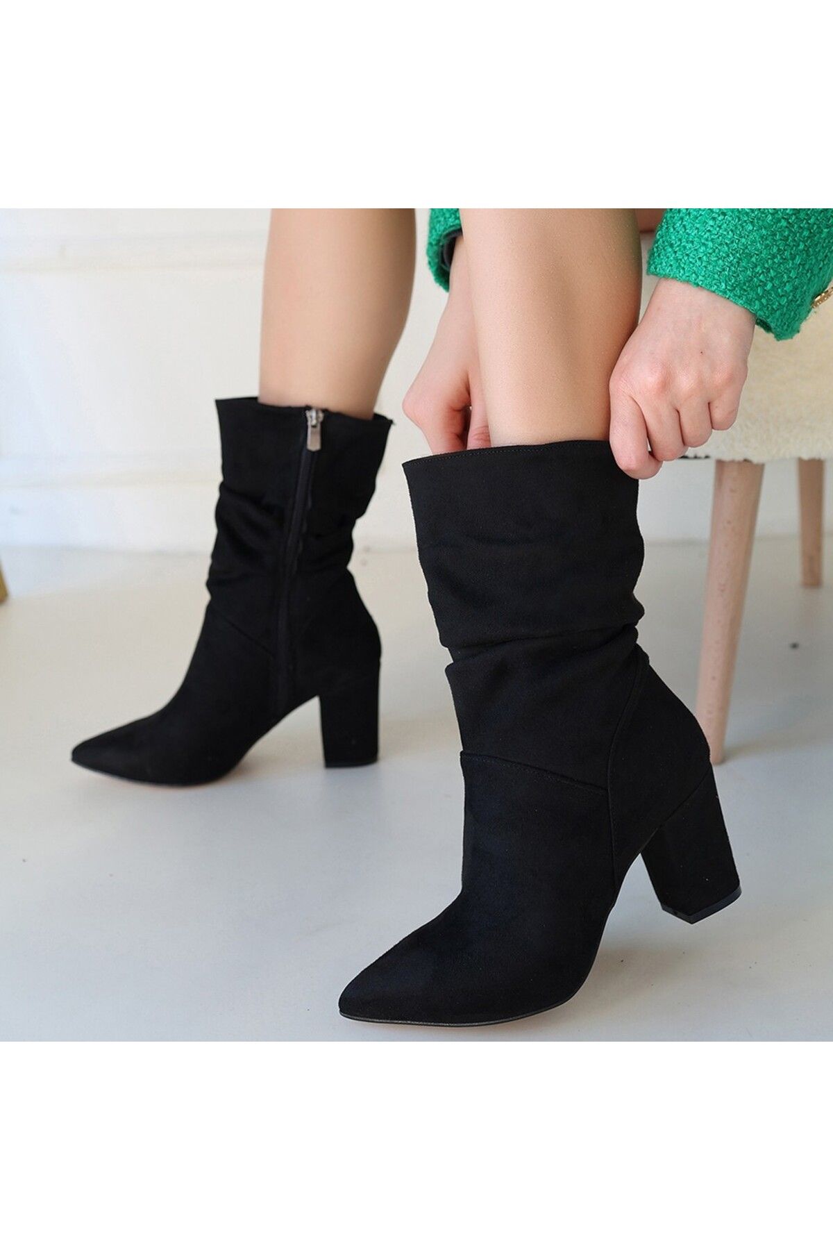 Erbilden-Giero Black Suede Heeled Boots 4