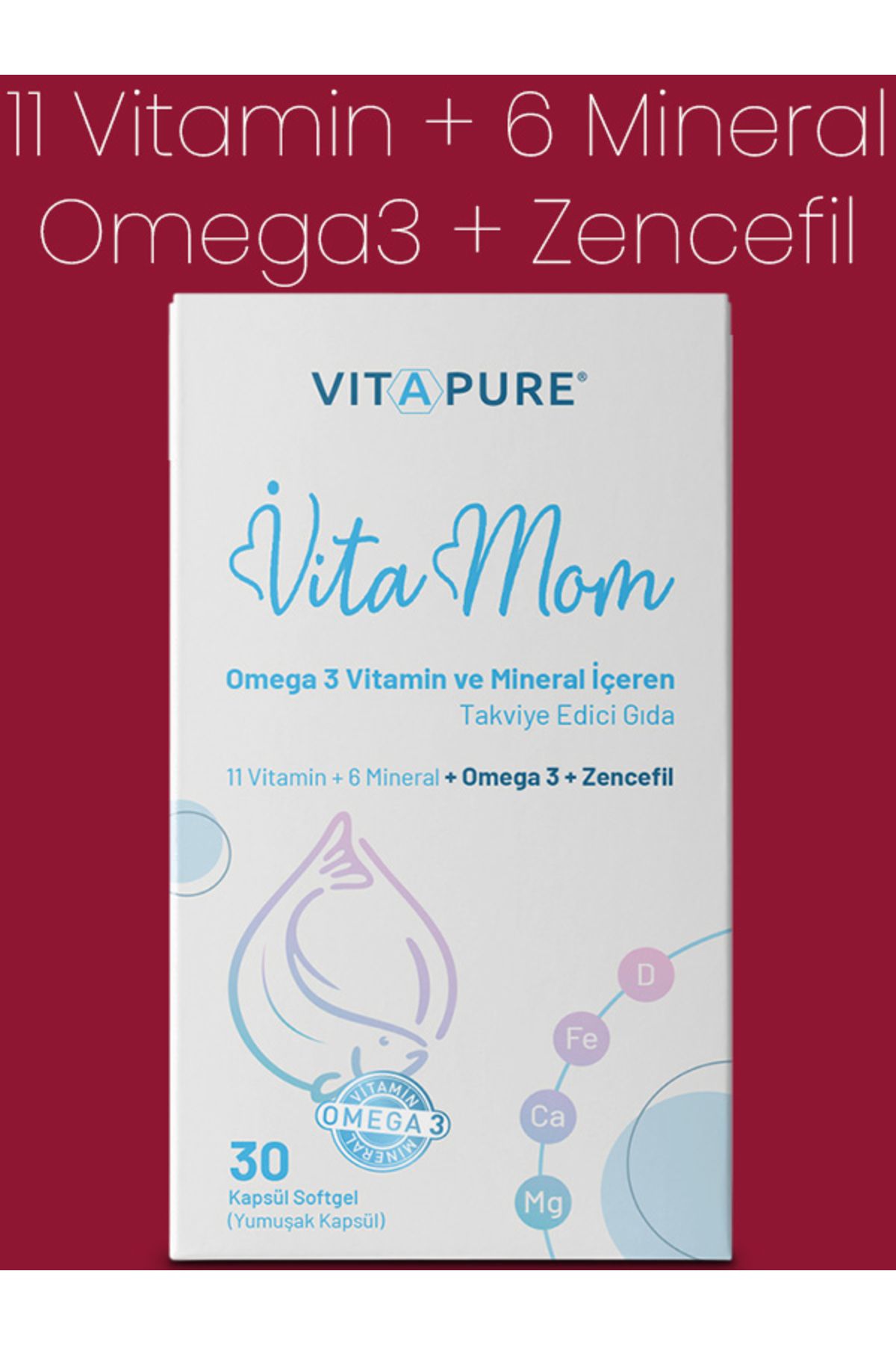 Vitapure-فيتاموم أوميجا 3 فيتامين ومكمل معدني 30 كبسولة 1