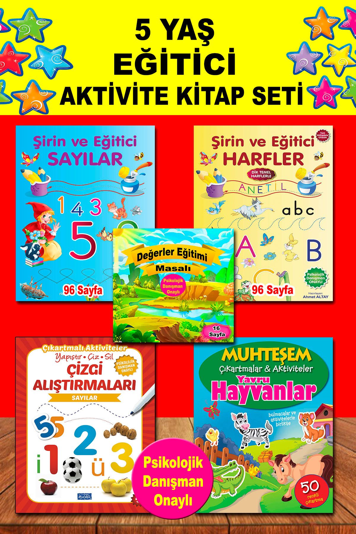 Parıltı Yayınları 5-6 Yaş İçin Tavsiyeli Yaz Sil Yapıştırmalı Eğitici Aktivite Seti 5 Kitap