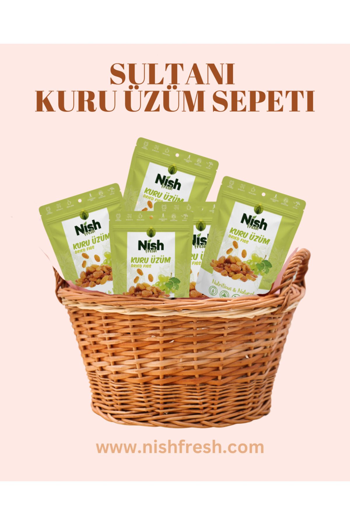 nish fresh Sultani Kuru Üzüm 5'li Paket-700 Gram