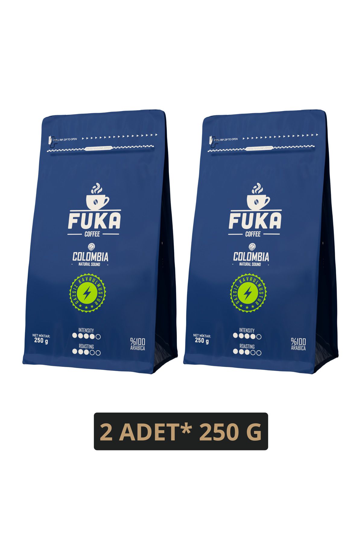 FUKA Coffee Gazsız Kavrulmuş Colombia Kahve - Natural Sound (250 G X 2)