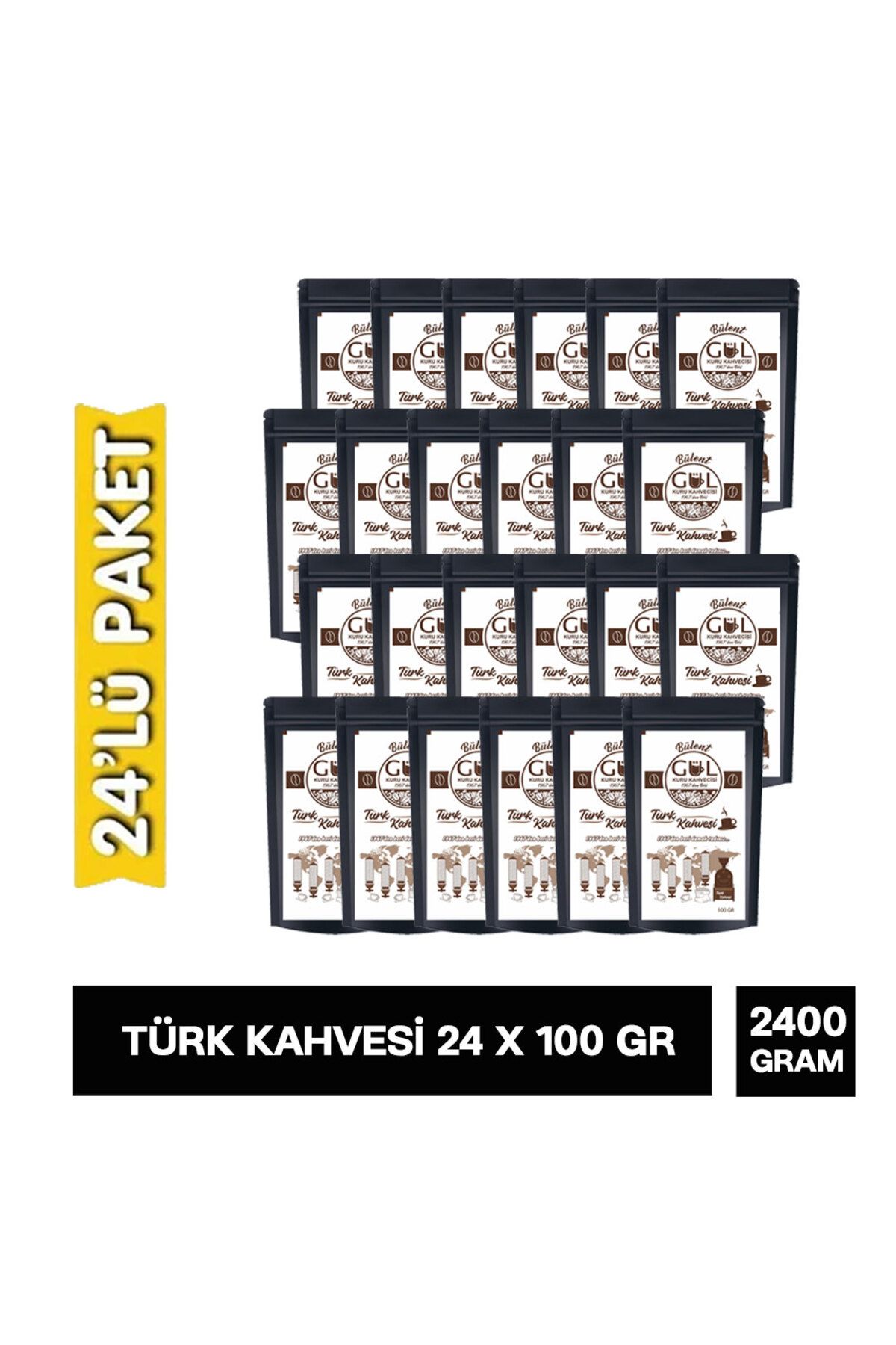 GÜL KURU KAHVECİSİ Türk Kahvesi Taze Kavrulmuş Yumuşak İçim 24 X 100 Gr