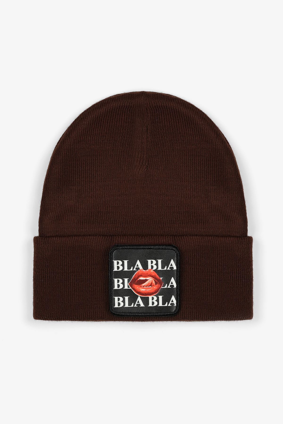 CraftID Bla Bla Bla Değiştirilebilir Patchli Kahverengi %100 Akrilik Unisex Bere