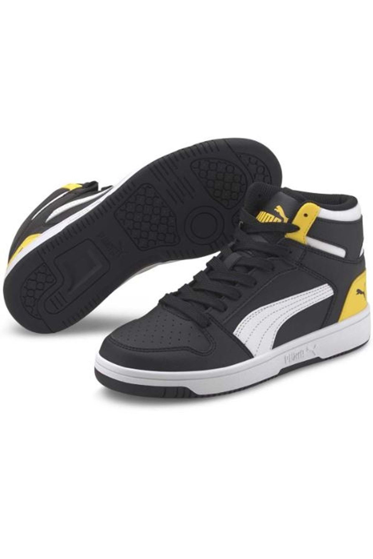 Puma Rebound Lay Up Sl Jr Mid 370486-12 Sneakers Boğazlı Unisex Spor Ayakkabı SİYAH-SARI