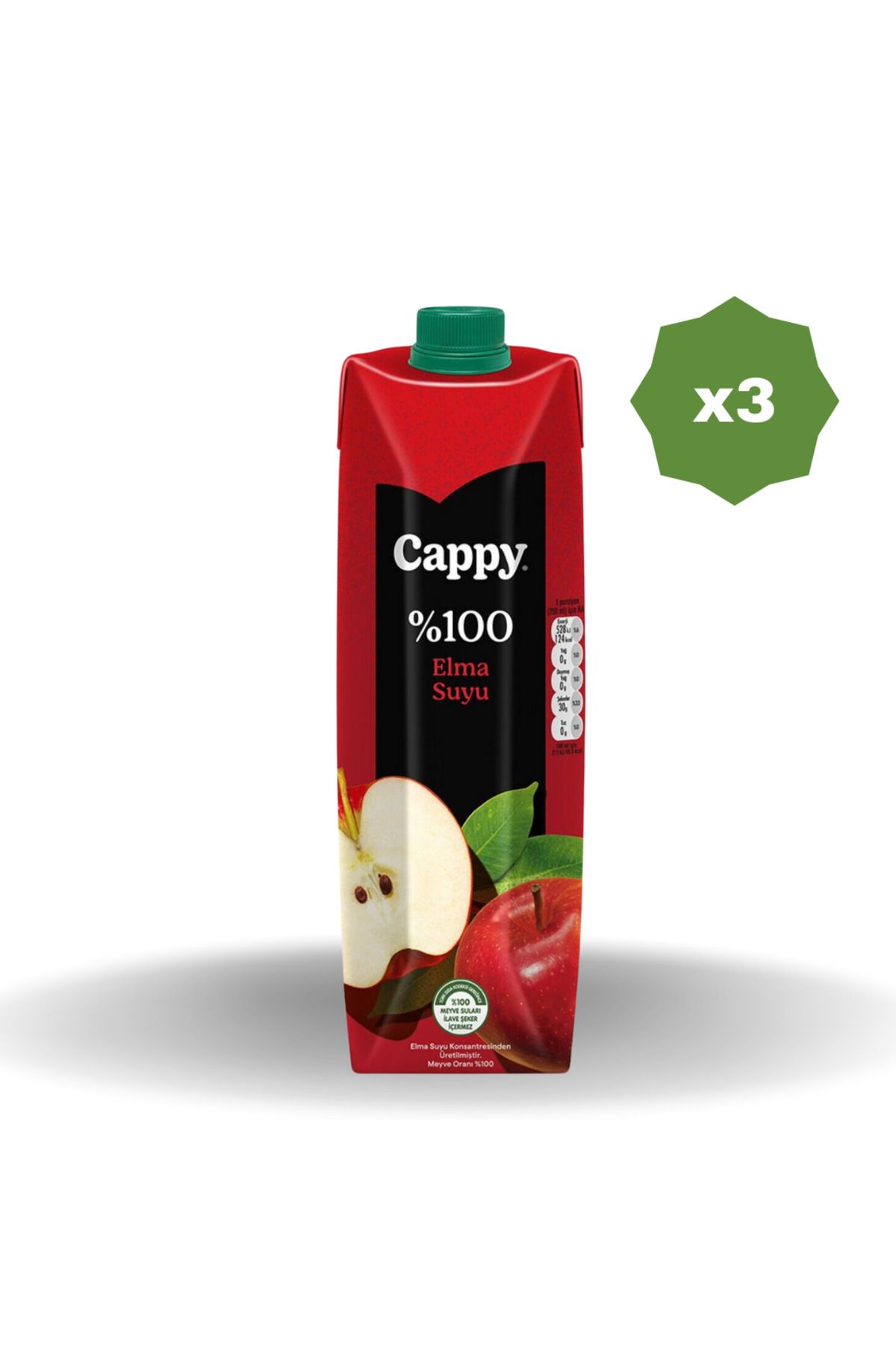 Cappy %100 ELMA NEKTARI 1 LT - (3 ADET)