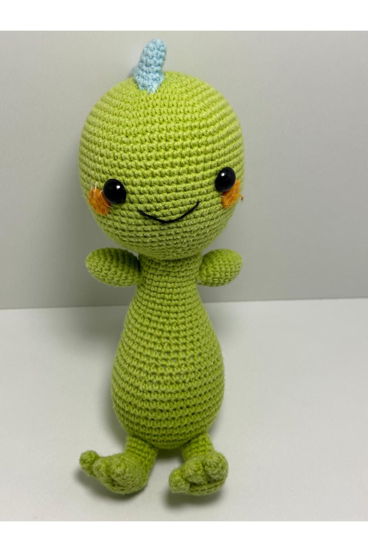 esrayılmazdesign Amigurumi El Yapımı Örgü Organik Oyuncak Dinazor Yeşil