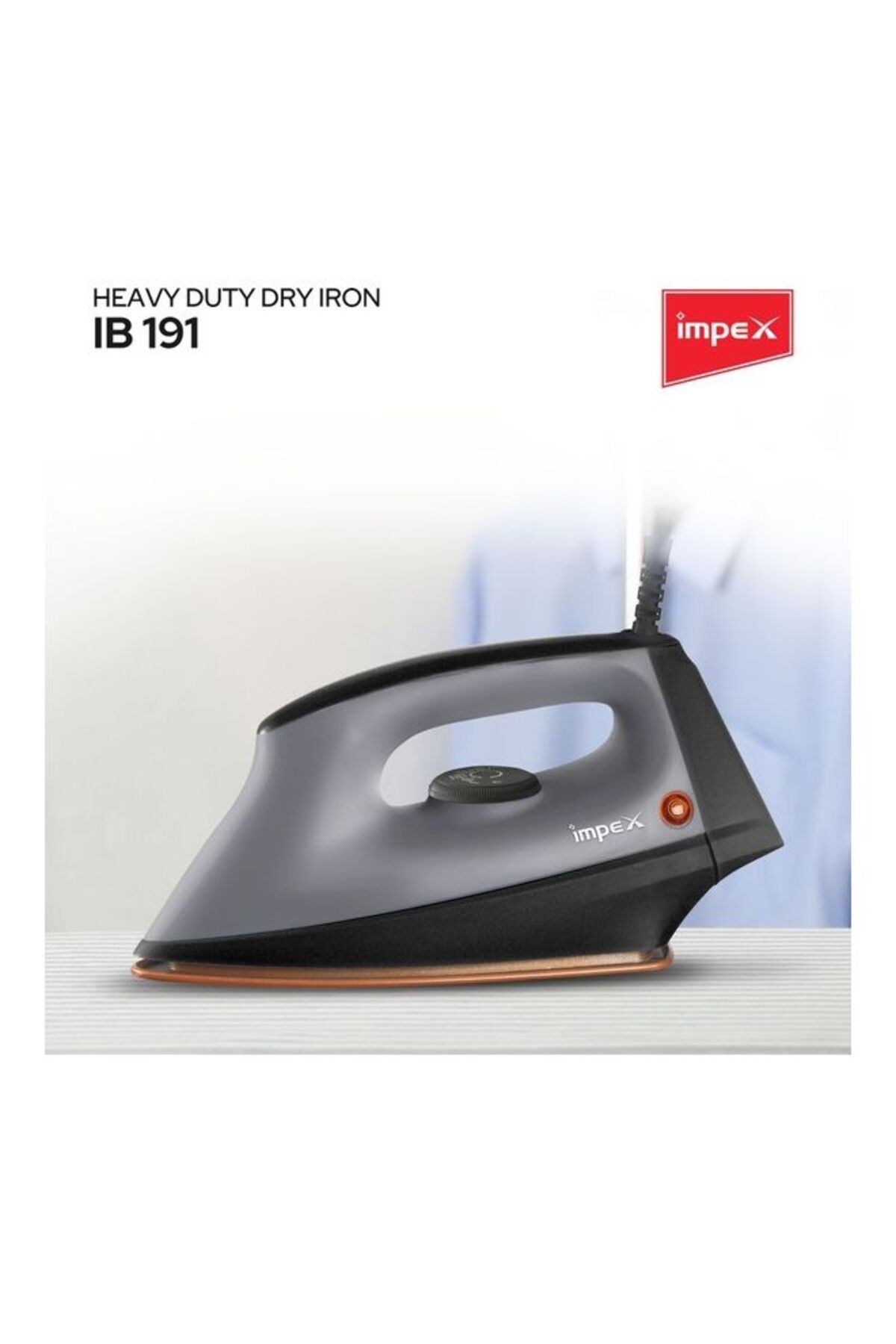 İMPEX-Heavy Duty Dry Iron Ceramic Plate Long Life Thermostat Overheat Protection 1200W IB191 2