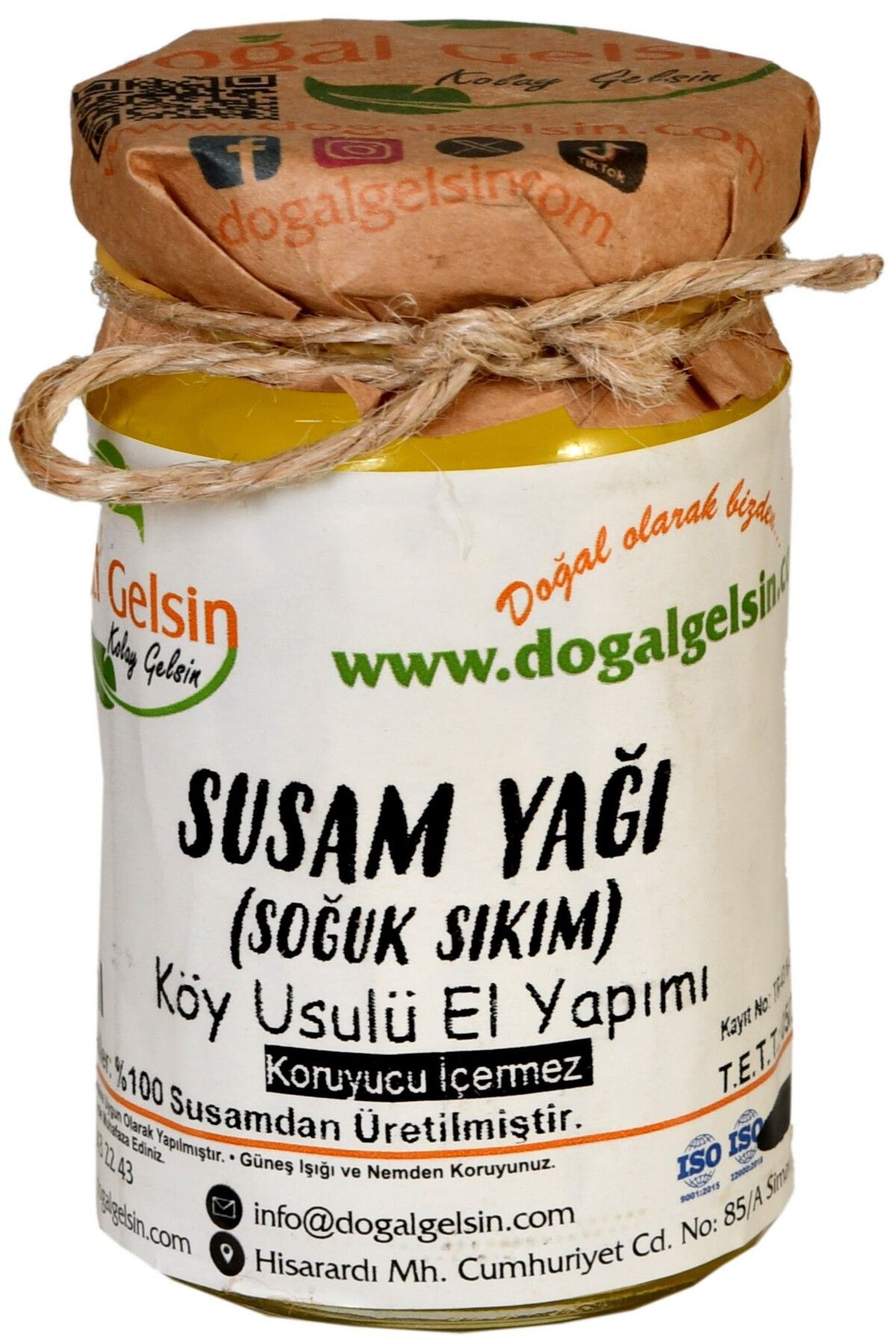 Doğal Olarak Simav'dan Doğal Gelsin Kolay Gelsin Susam Yağı Soğuk Sıkım - 100 ml