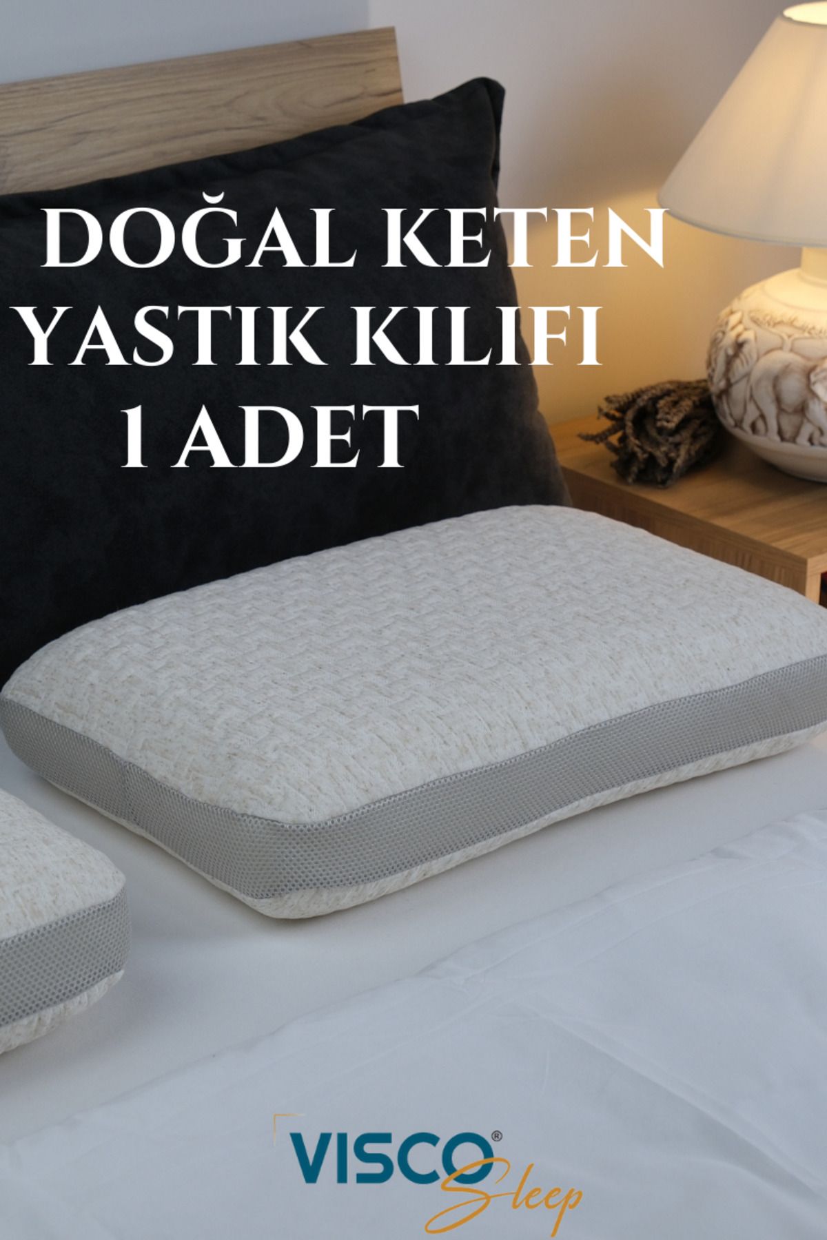 visco Yastık Kılıfı Fiore Doğal Keten Kılıfı (Yedek Yastık Kılıfı)