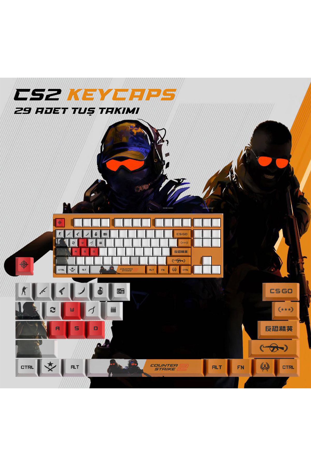 Beast eSpor Counter Strike 2 Keycaps - 29 Adet Klavye Tuş Seti