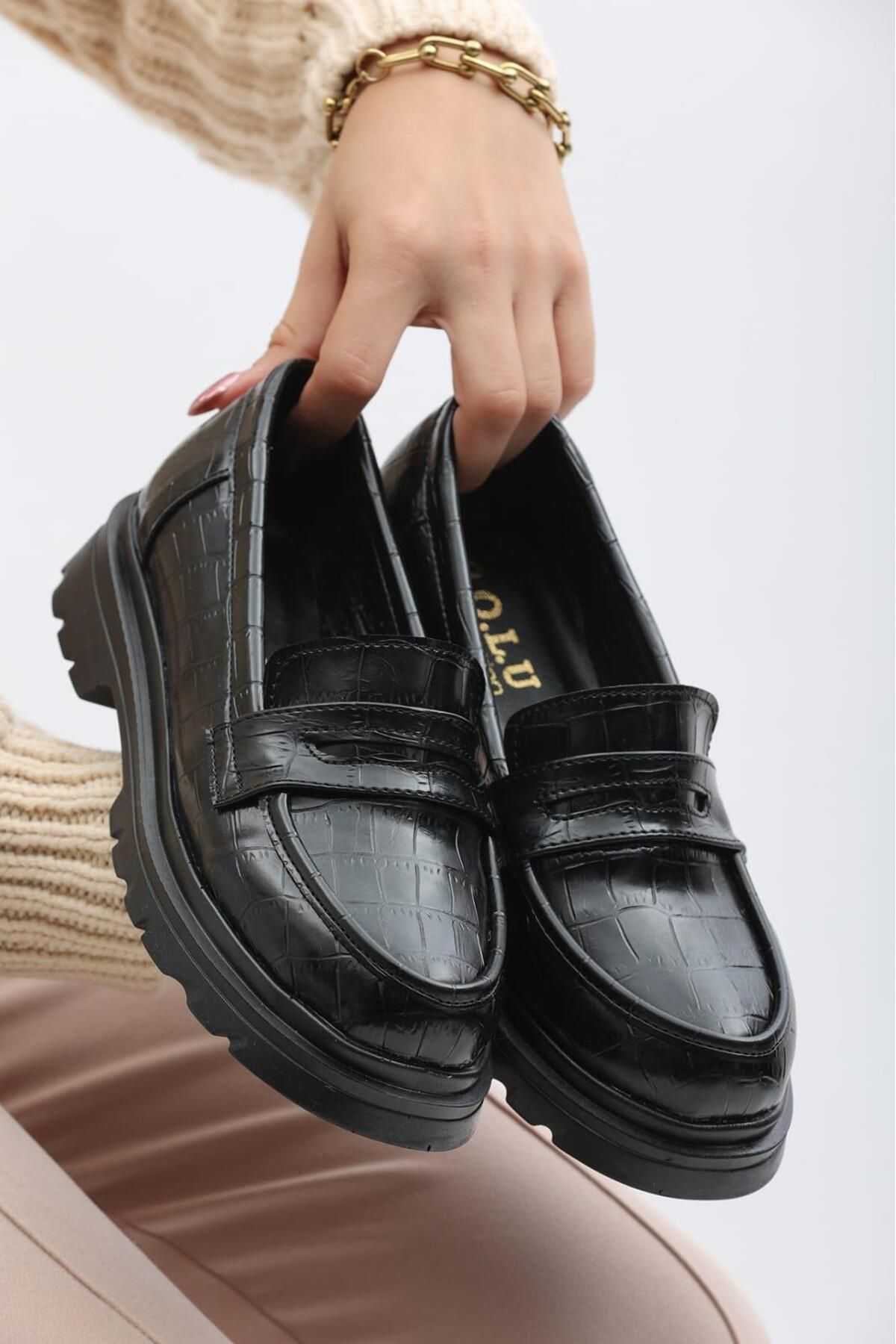 Giydim Gidiyor Kroko Loafer Siyah