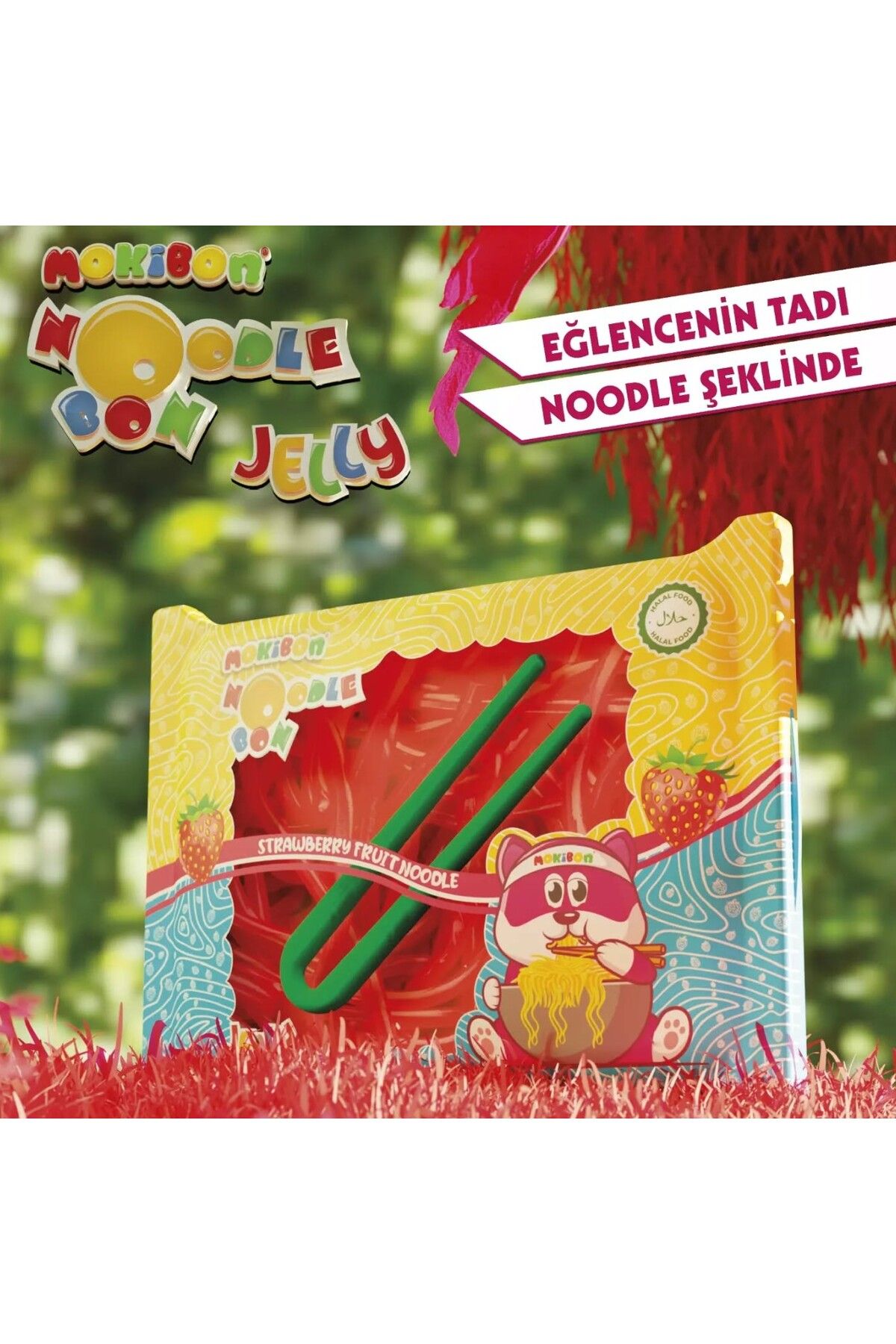 MOKIBON Noodle Bon Jelibon Çilek Aromalı