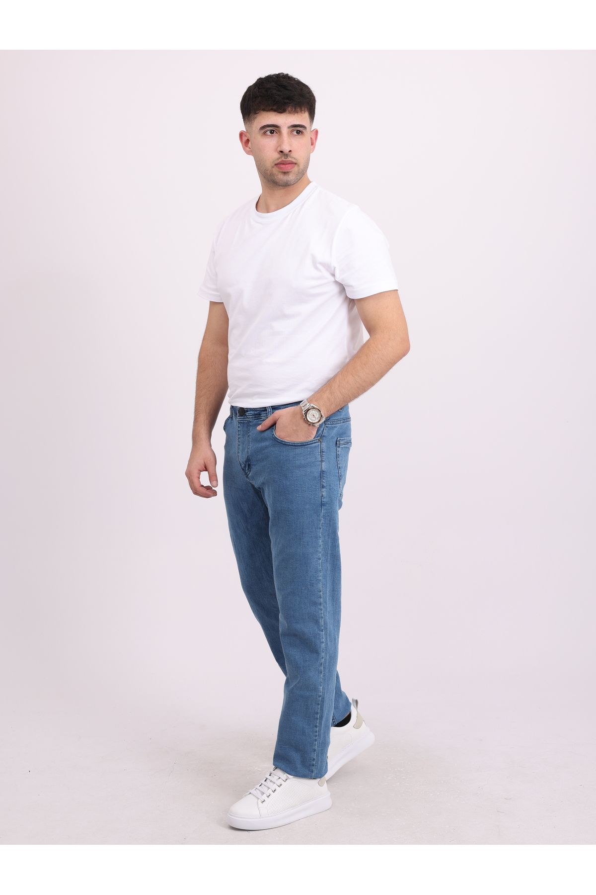 LOCUS JEANS Erkek Mavi Regular Fit  Fermuarlı Boru Paça Likralı Kot Pantolon LCS61132085