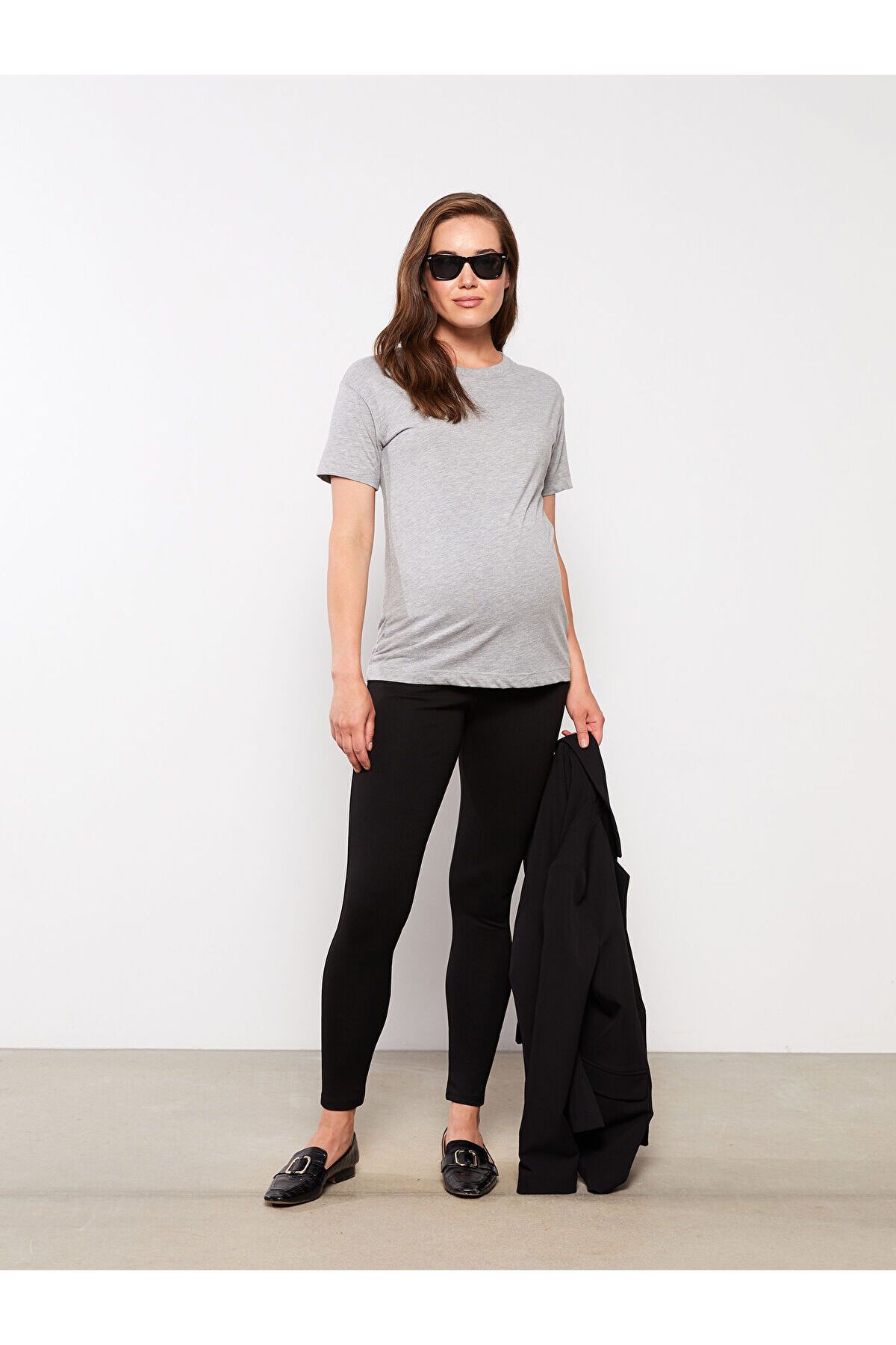 LC Waikiki-Lcwk Plain Maternity Leggings with Abdominal Panels 2