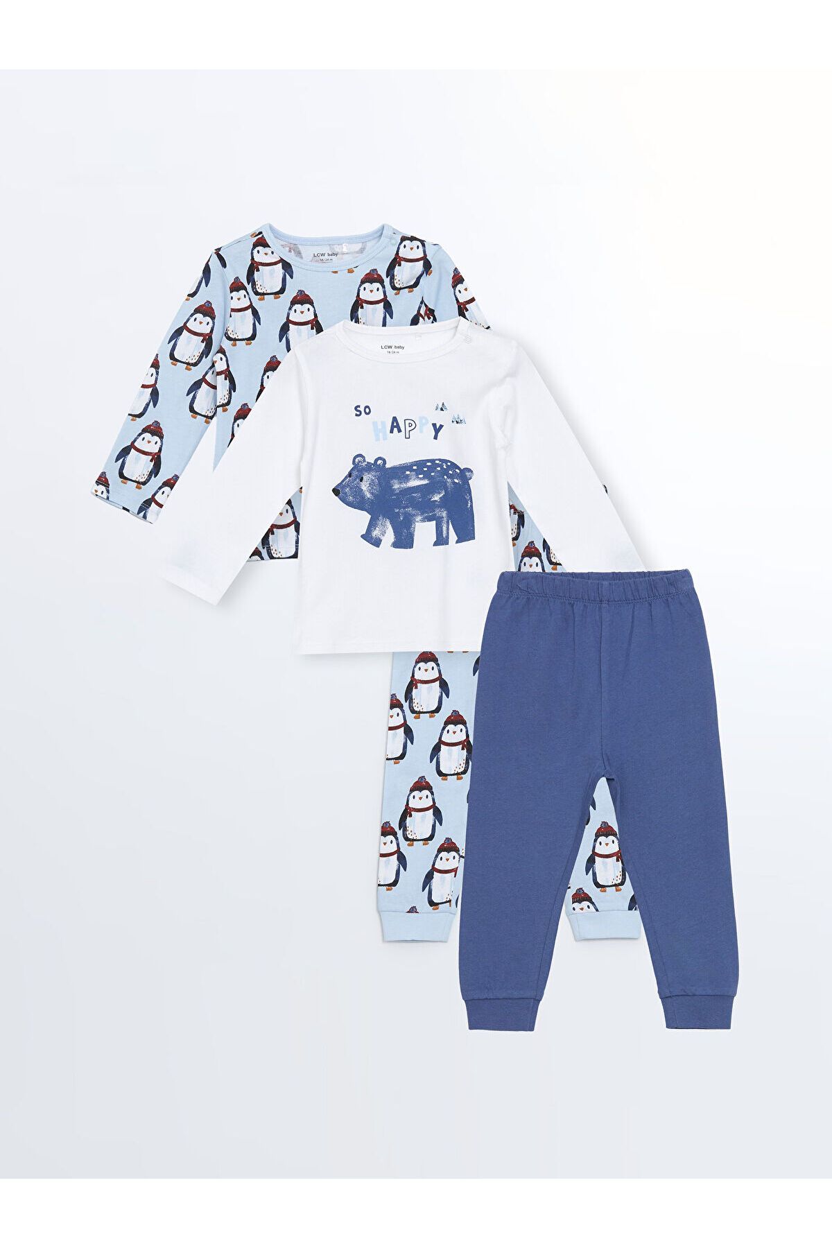LC Waikiki Bisiklet Yaka Baskılı Erkek Bebek Pijama Takımı 2'li