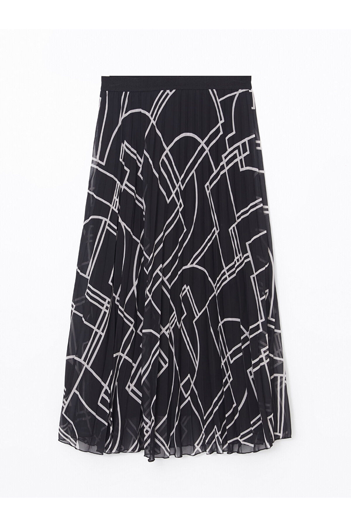 LC Waikiki  Beli Lastikli Desenli Şifon Kadın Pileli Etek - Görsel 5