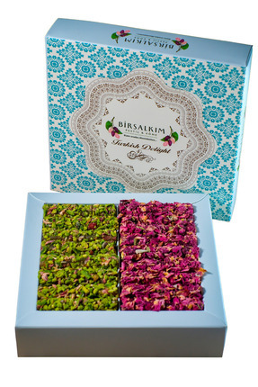 Birsalkım Antep Fıstık Dolgulu Fitil Lokum Antep Fıstığı Ve Gül Yaprağı Bulam...