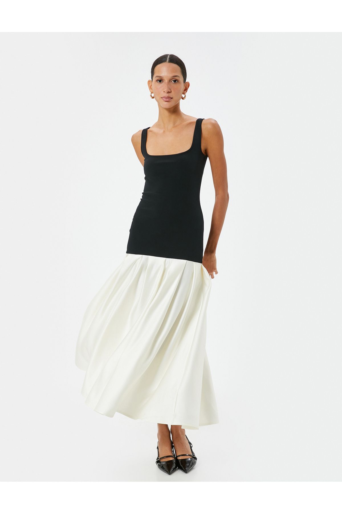 Koton-Rochie midi color block - Decolteu U fără mâneci 3