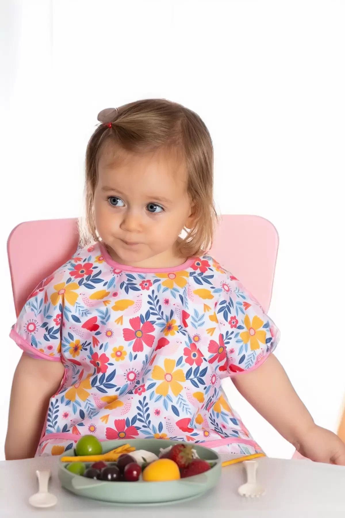 karadağsb Flower Kolsuz Sıvı Geçirmez Aktivite Ve Mama Önlüğü 6-24 Ay