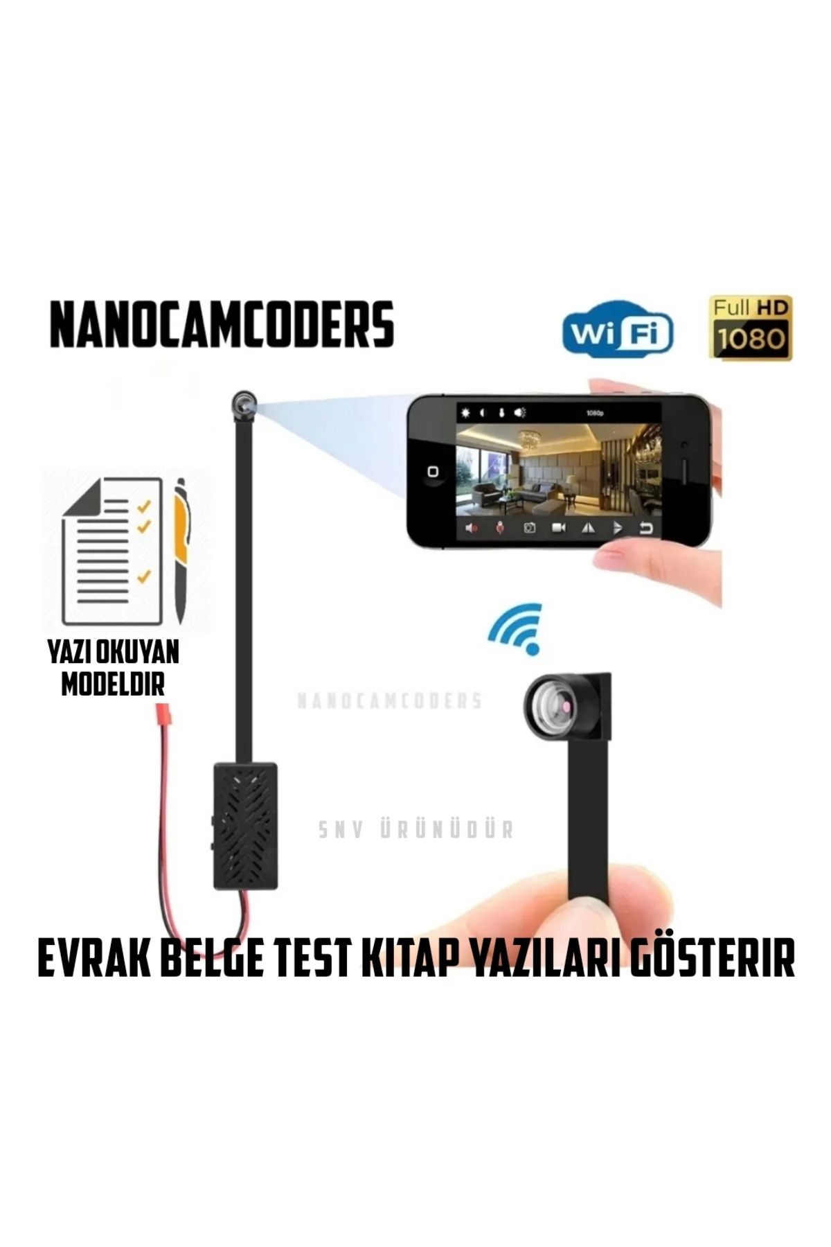 Nanocamcoders 1k ° 1080p Wifi Kamera Modül Video Gizli Güvenlik Pır Kamera Uzak Izle ( Evrak Okur ) Sn89