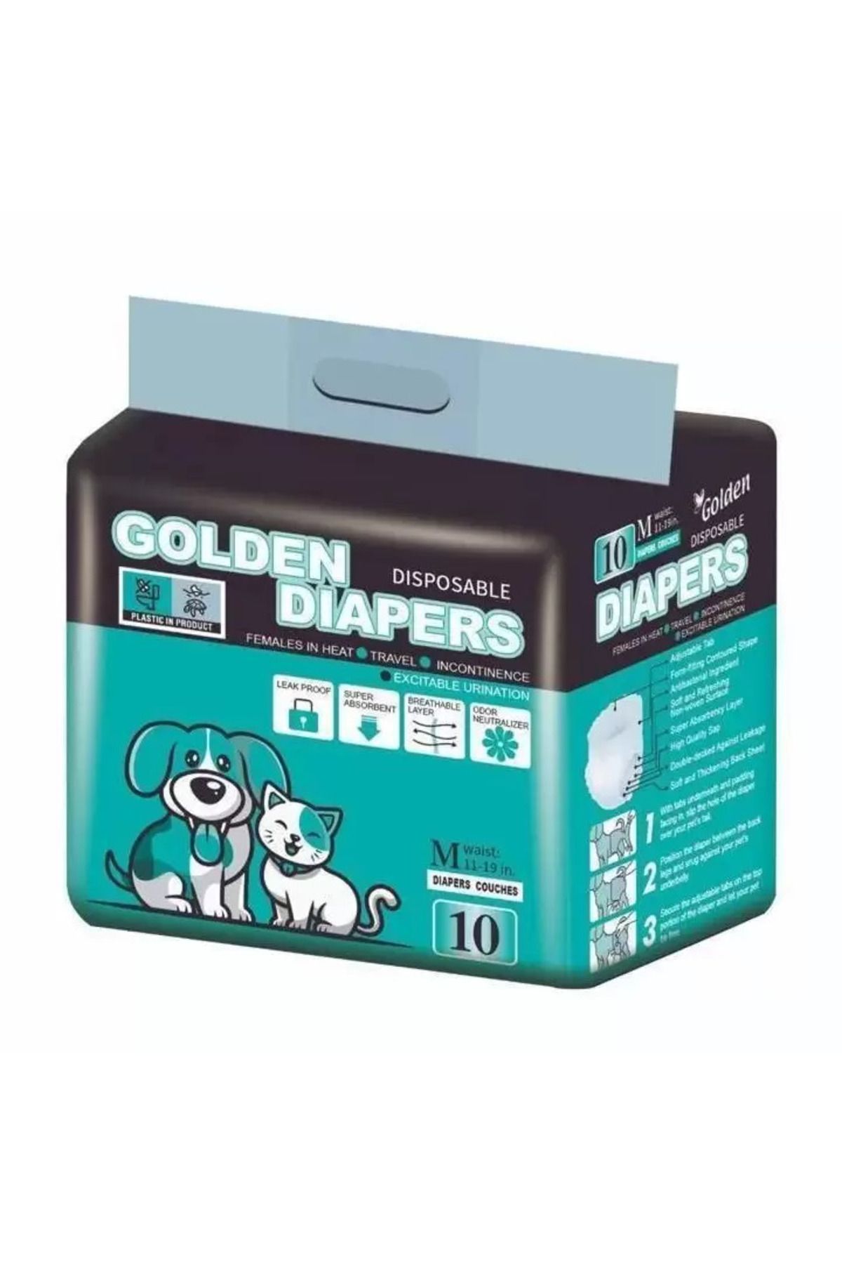 Albatros Store Golden Diapers Hijyenik Köpek ve Kedi Külodu M Beden 10'lu Paket