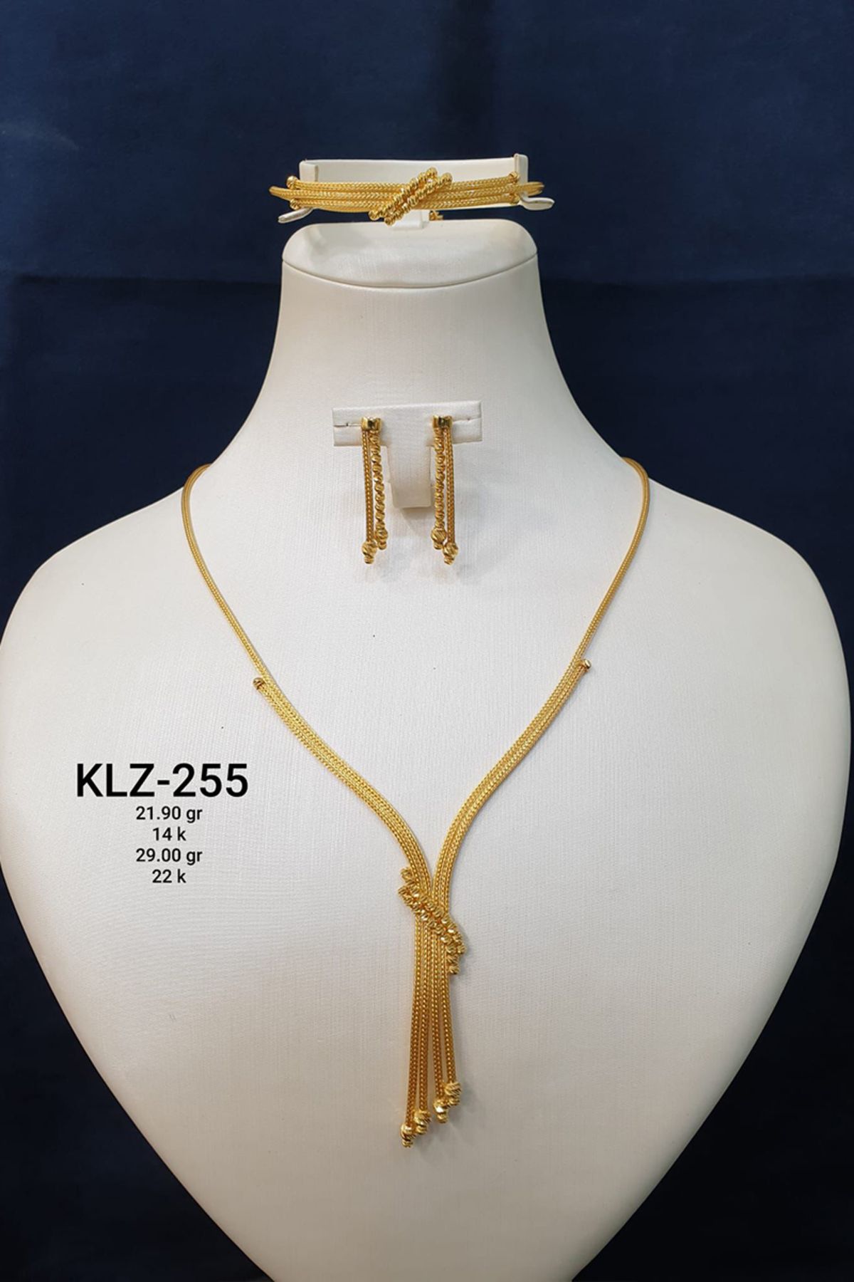 Bayralı Jewelry Altın Çift Sıra Kolye, 14 Ayar Altın Kalze Set, 21.90 gr