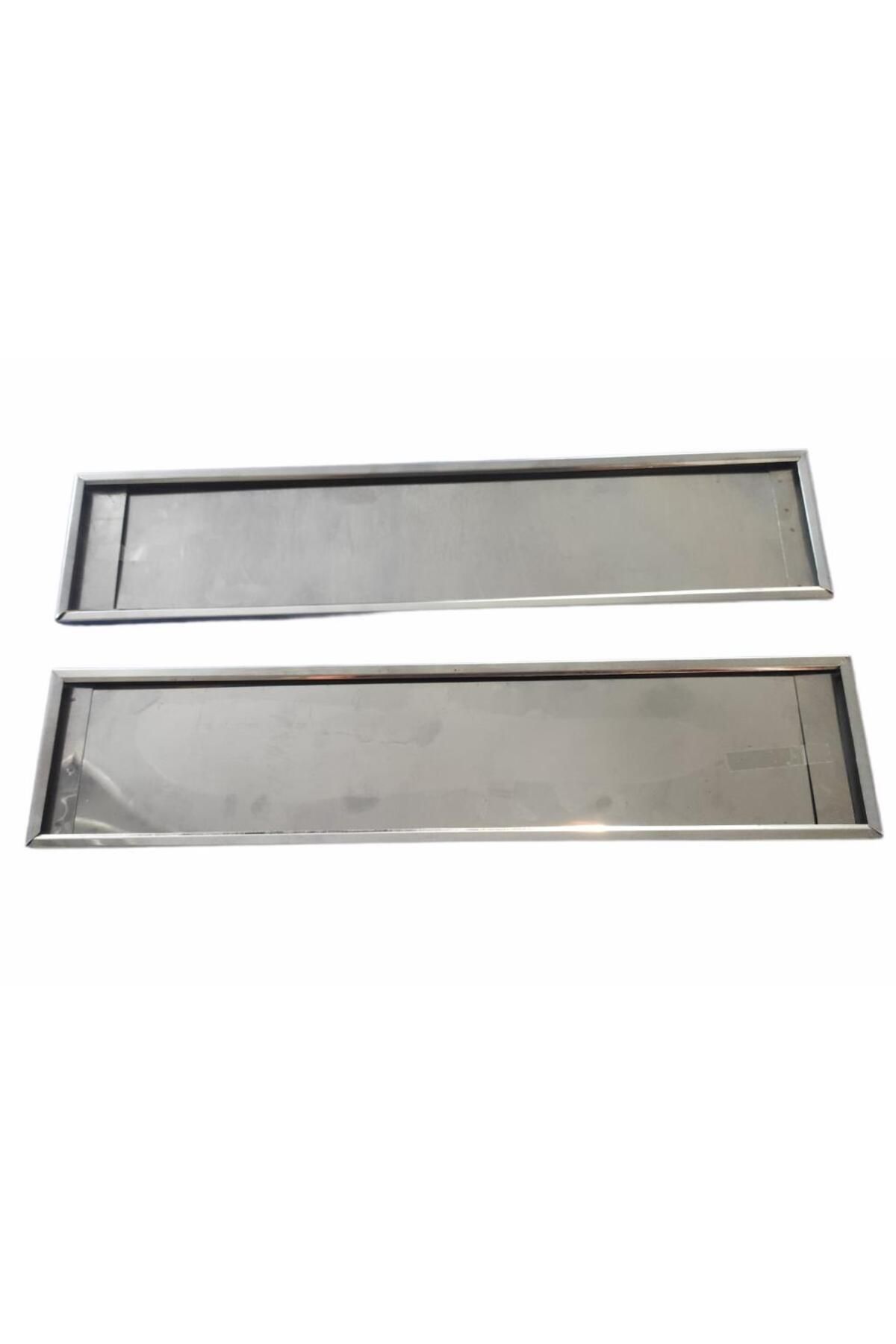 TIRMARKET Plakalık Krom Nikelajlı Paslanmaz Metal 2'li Plaka Altlığı 53x12 Cm