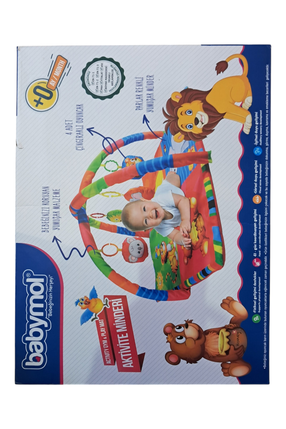 Avşar Bebek Neşeli Hayvanlar Oyuncaklı Aktivite Minderi Oyun Halısı 75*75 cm fotoğrafı 7 (önizleme)