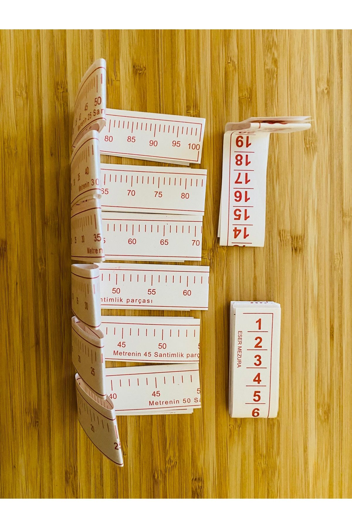 Öztürk-Esel Ruler Set, 2 Sets in a Package. 7 Pieces Each Set Paper Scale Tape Measure. 1 Pack. 3